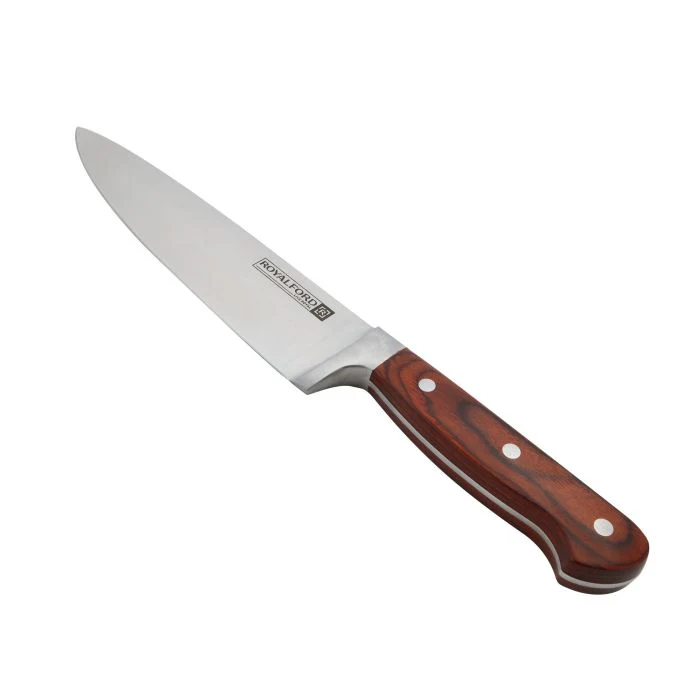 Royalford RF4110 8-Inch Chef Knife |High-Grade Stainless Steel Ultra-Sharp Blade | Durable Wooden Easy-Grip Handle| Hygienic Design| Ideal for Cutting Meat  & Vegetables - Image 4