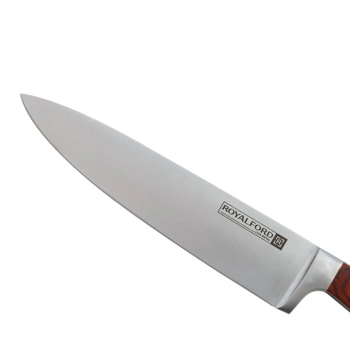Royalford RF4110 8-Inch Chef Knife |High-Grade Stainless Steel Ultra-Sharp Blade | Durable Wooden Easy-Grip Handle| Hygienic Design| Ideal for Cutting Meat  & Vegetables - Image 5