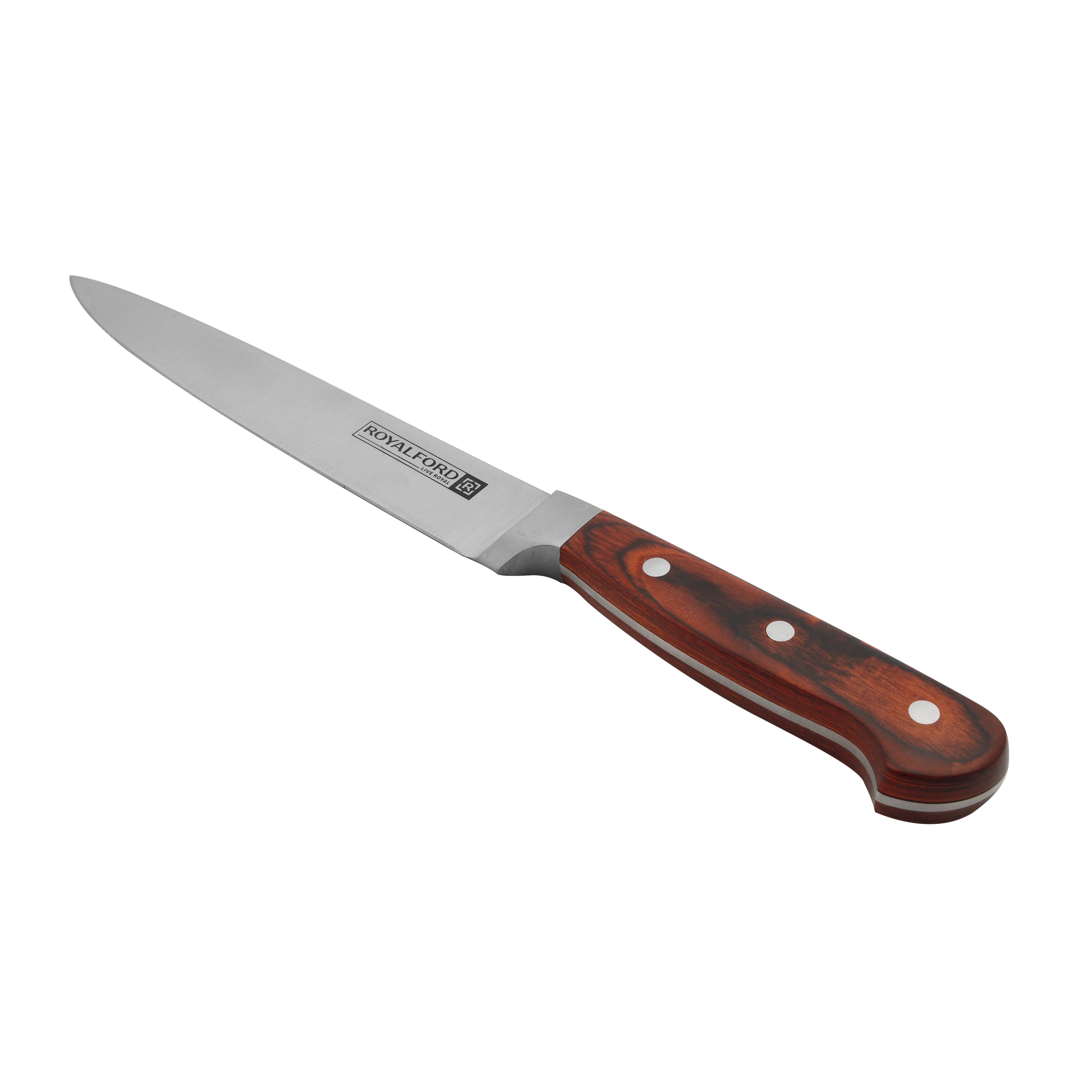 Royalford RF4111  8-Inch Slicer Knife | High-Grade Stainless Steel Blade| Wooden Handle| Hygienic Design & Dishwasher Safe | Precision Cutting Knife| 5 Years Warranty - Image 3