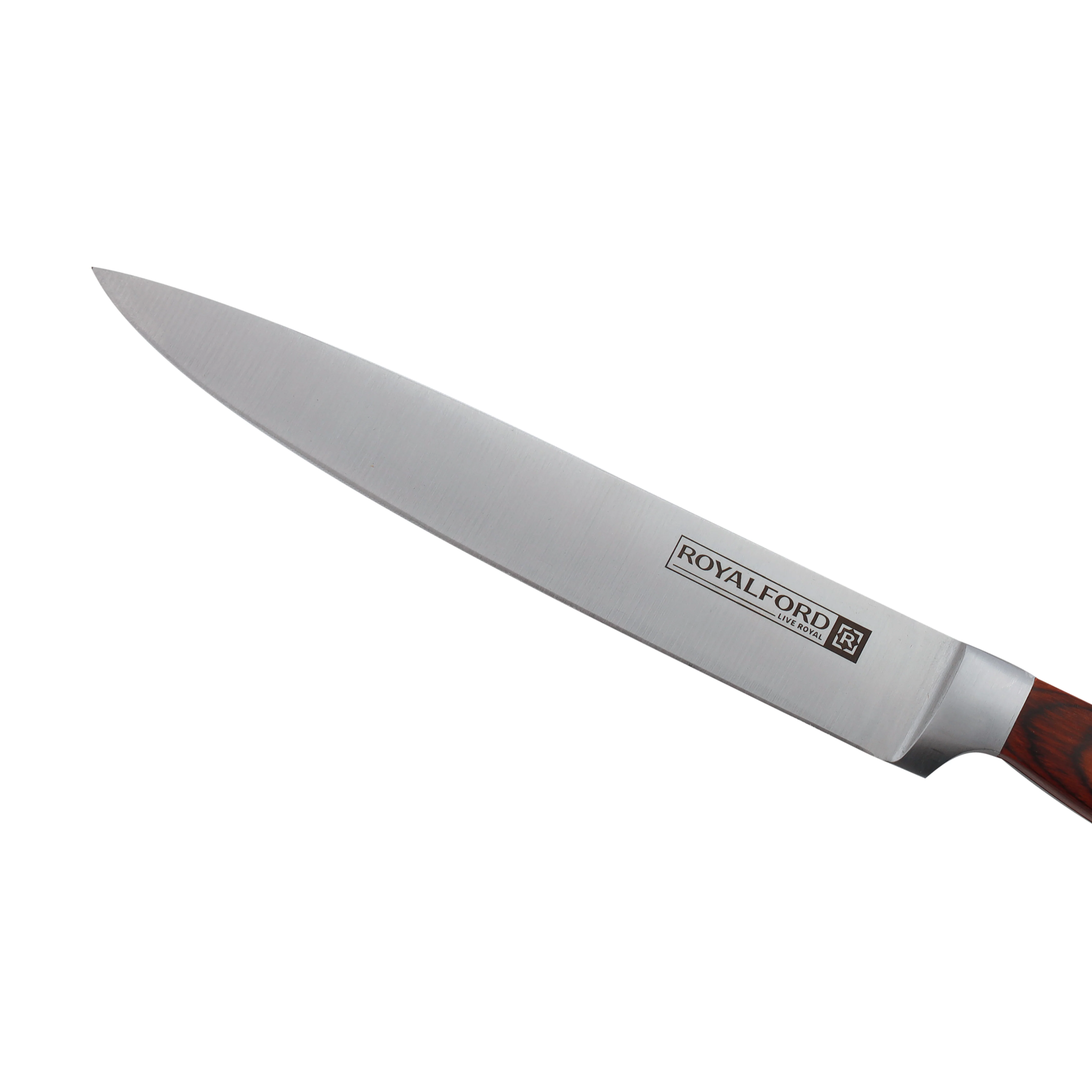 Royalford RF4111  8-Inch Slicer Knife | High-Grade Stainless Steel Blade| Wooden Handle| Hygienic Design & Dishwasher Safe | Precision Cutting Knife| 5 Years Warranty - Image 4