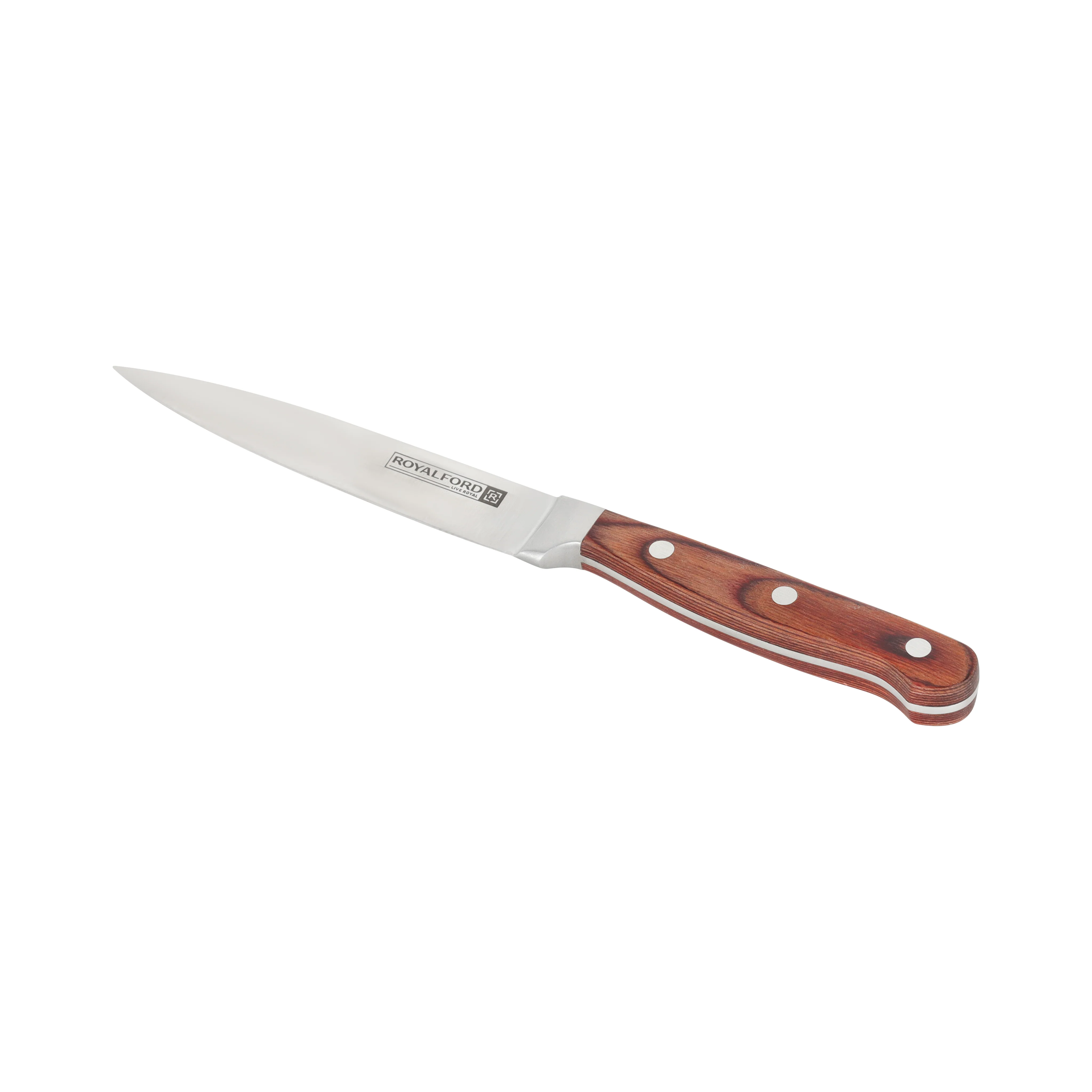 Royalford RF4112 5 Inch Utility Knife Stainless Steel Blade | Wooden Handle Multipurpose Kitchen Cutting Knife for Fruits, Vegetables & Meat | Durable Home Chef Use