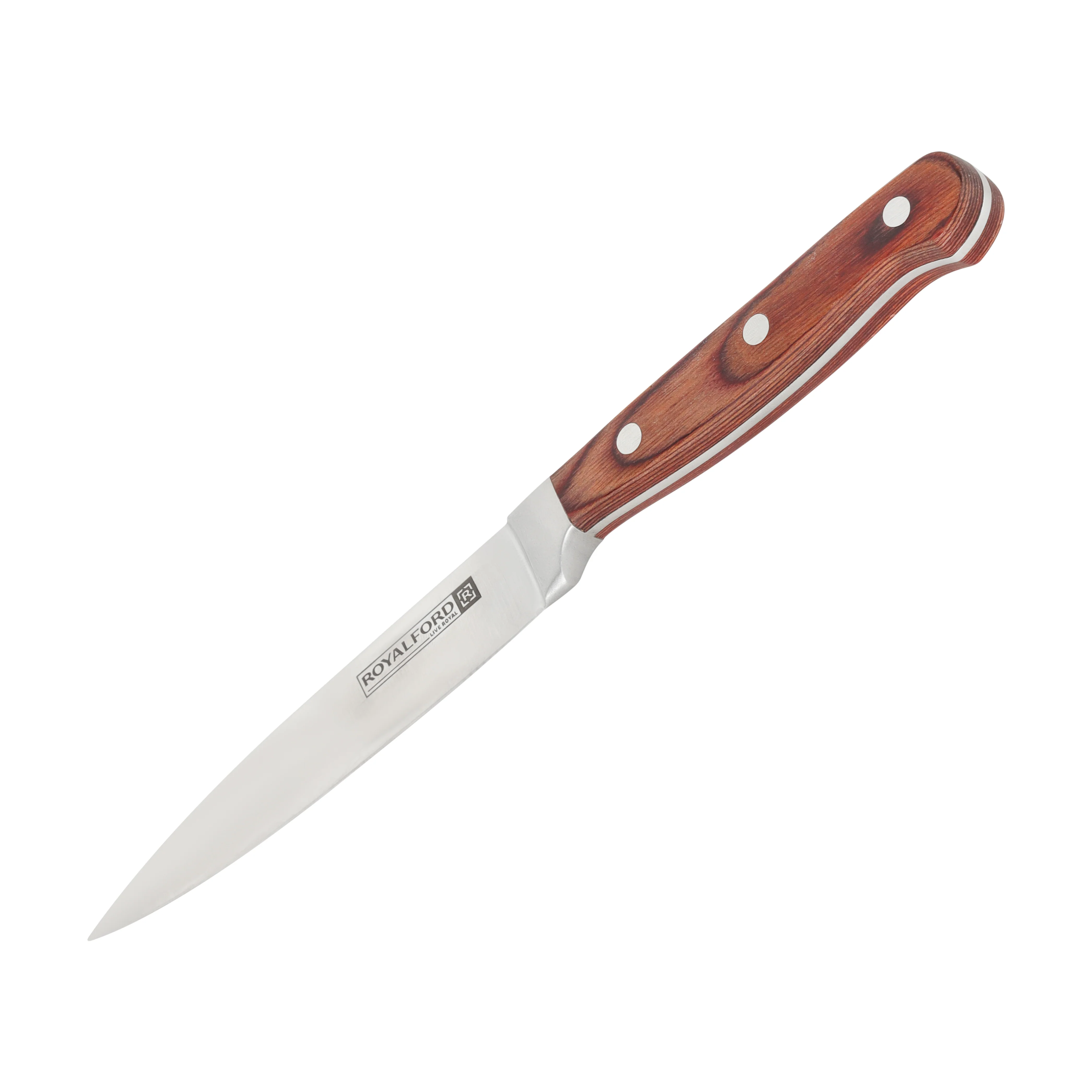 Royalford RF4112 5 Inch Utility Knife Stainless Steel Blade | Wooden Handle Multipurpose Kitchen Cutting Knife for Fruits, Vegetables & Meat | Durable Home Chef Use - Image 3