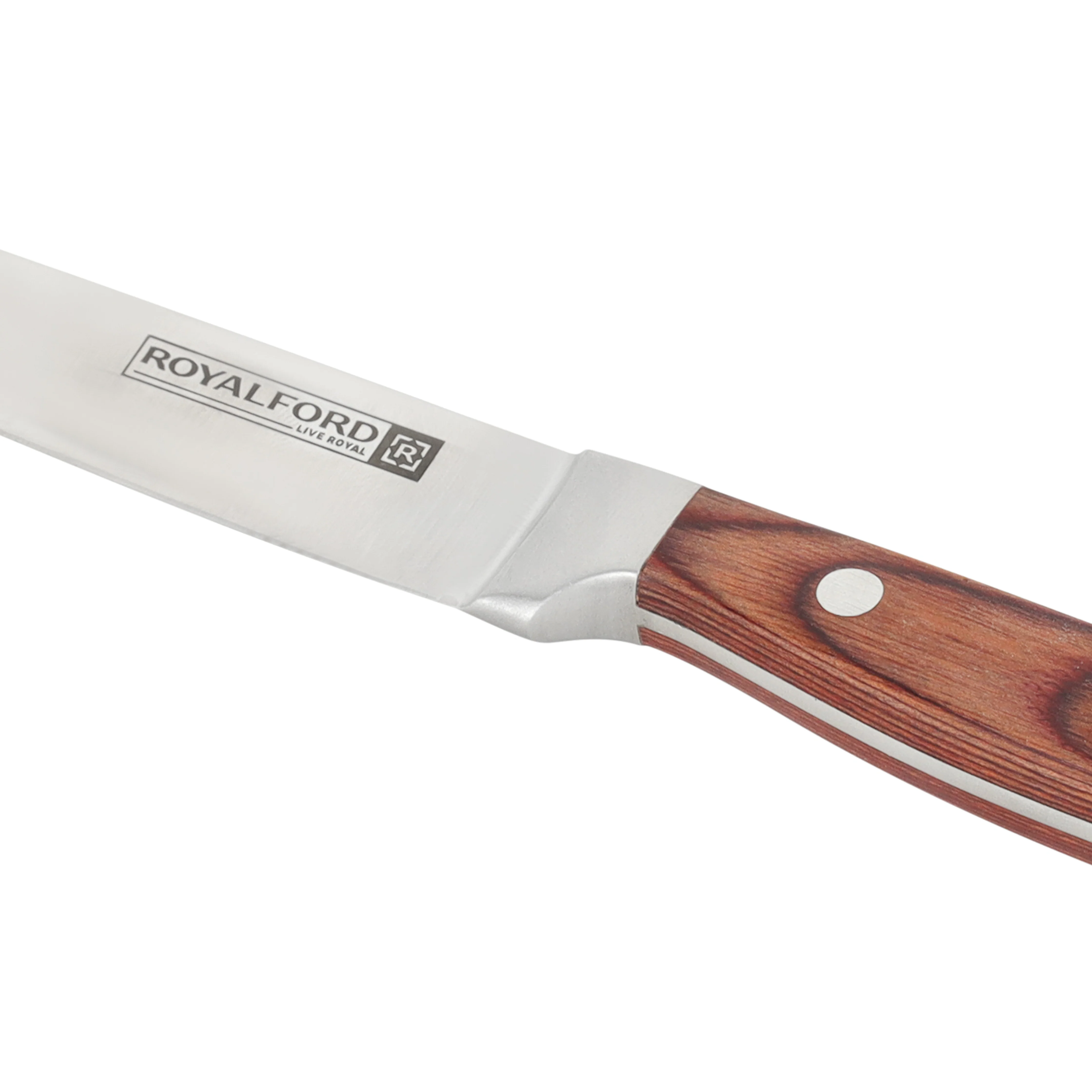 Royalford RF4112 5 Inch Utility Knife Stainless Steel Blade | Wooden Handle Multipurpose Kitchen Cutting Knife for Fruits, Vegetables & Meat | Durable Home Chef Use - Image 4