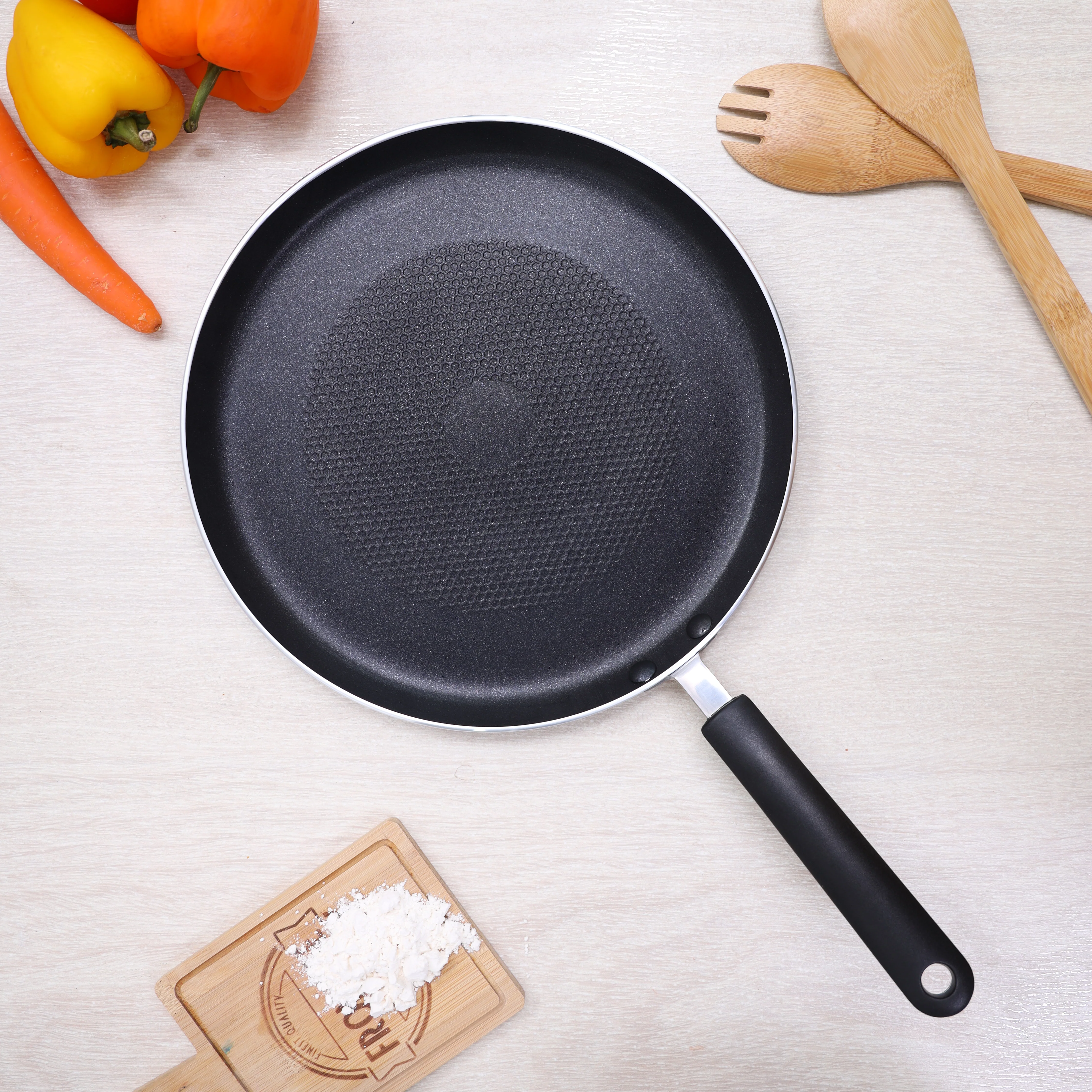 Royalford RF4125PC 26CM Non-Stick Pancake Tawa | Induction Compatible Base | 2-Layer Coating | 3.0MM Thick Aluminium Body & Heat-Resistant Handle for Daily Home Use - Image 2