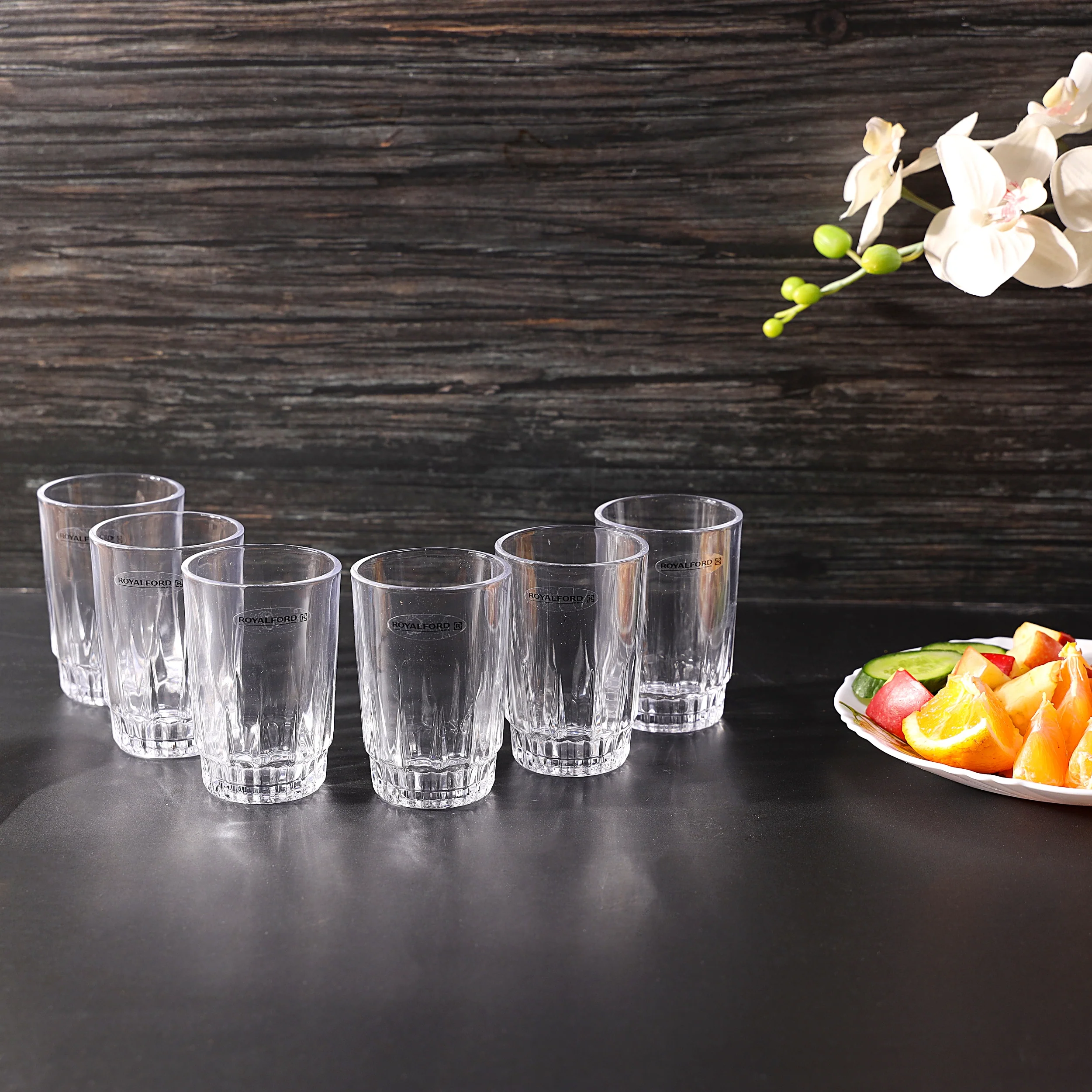 Royalford RF4269 6 Pcs Glass Tumblers Set| Transparent Drinking Glasses & Durable Clear Water Juice Beverage Glass Set| Sturdy Base for Home Kitchen Everyday Use| - Image 2