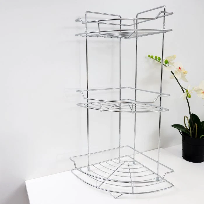 Royalford RF4374 3 Layer Corner Rack | strong metal construction, space-saving corner design, rust-resistant finish and three spacious shelves for organized storage - Image 3