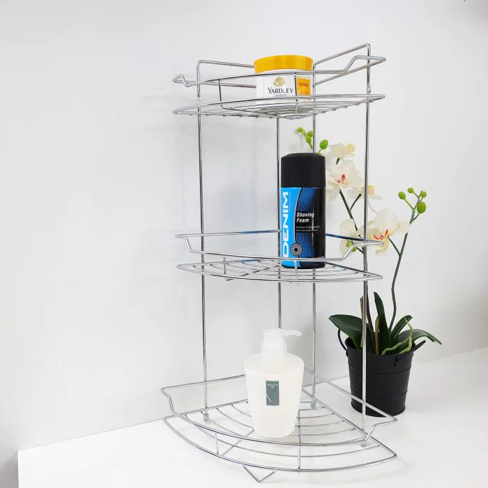 Royalford RF4374 3 Layer Corner Rack | strong metal construction, space-saving corner design, rust-resistant finish and three spacious shelves for organized storage - Image 5