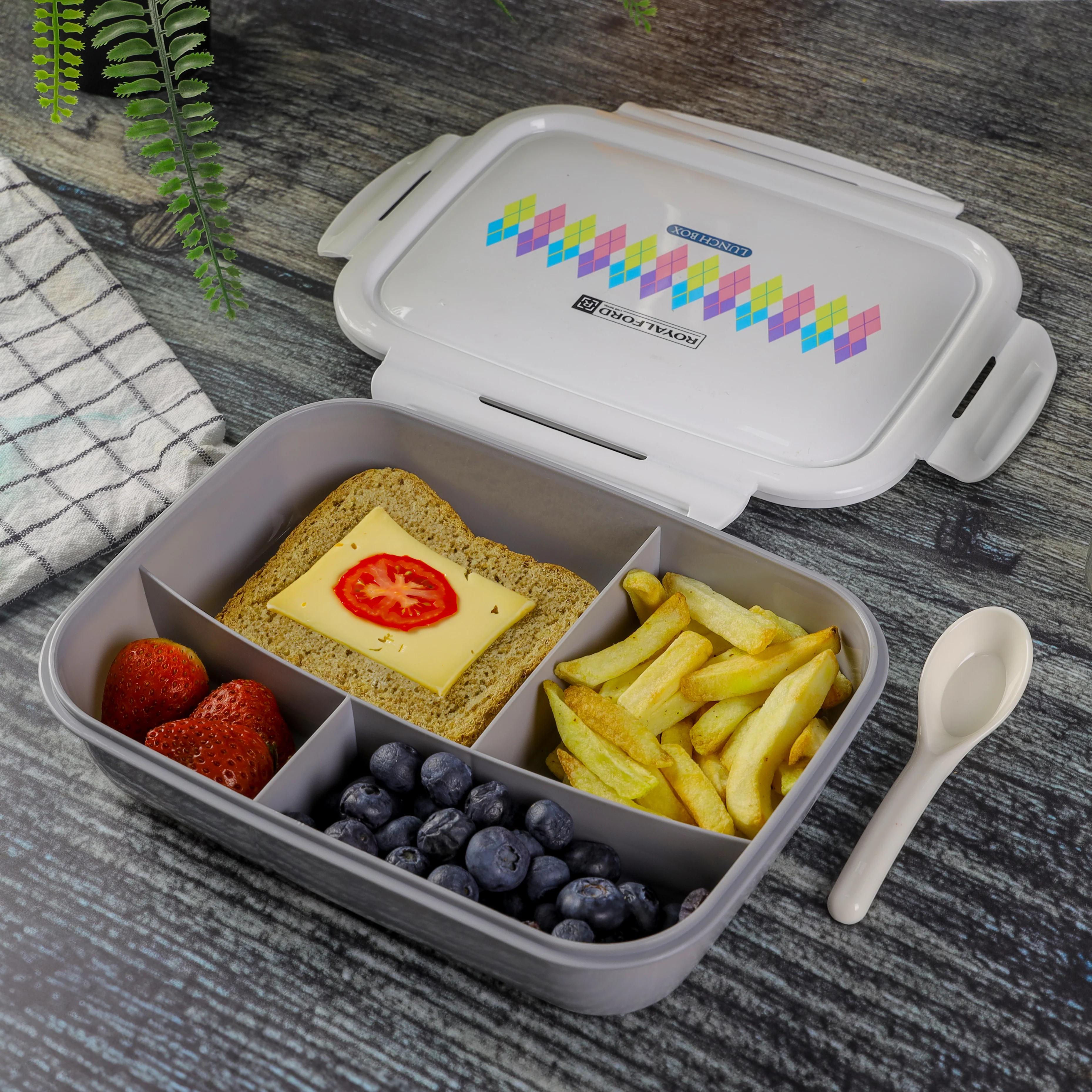 Royalford RF4397 lunch box with secure lid| food-grade container with stylish design, lightweight and easy to carry| ideal for school, office, travel & food storage use| - Image 2