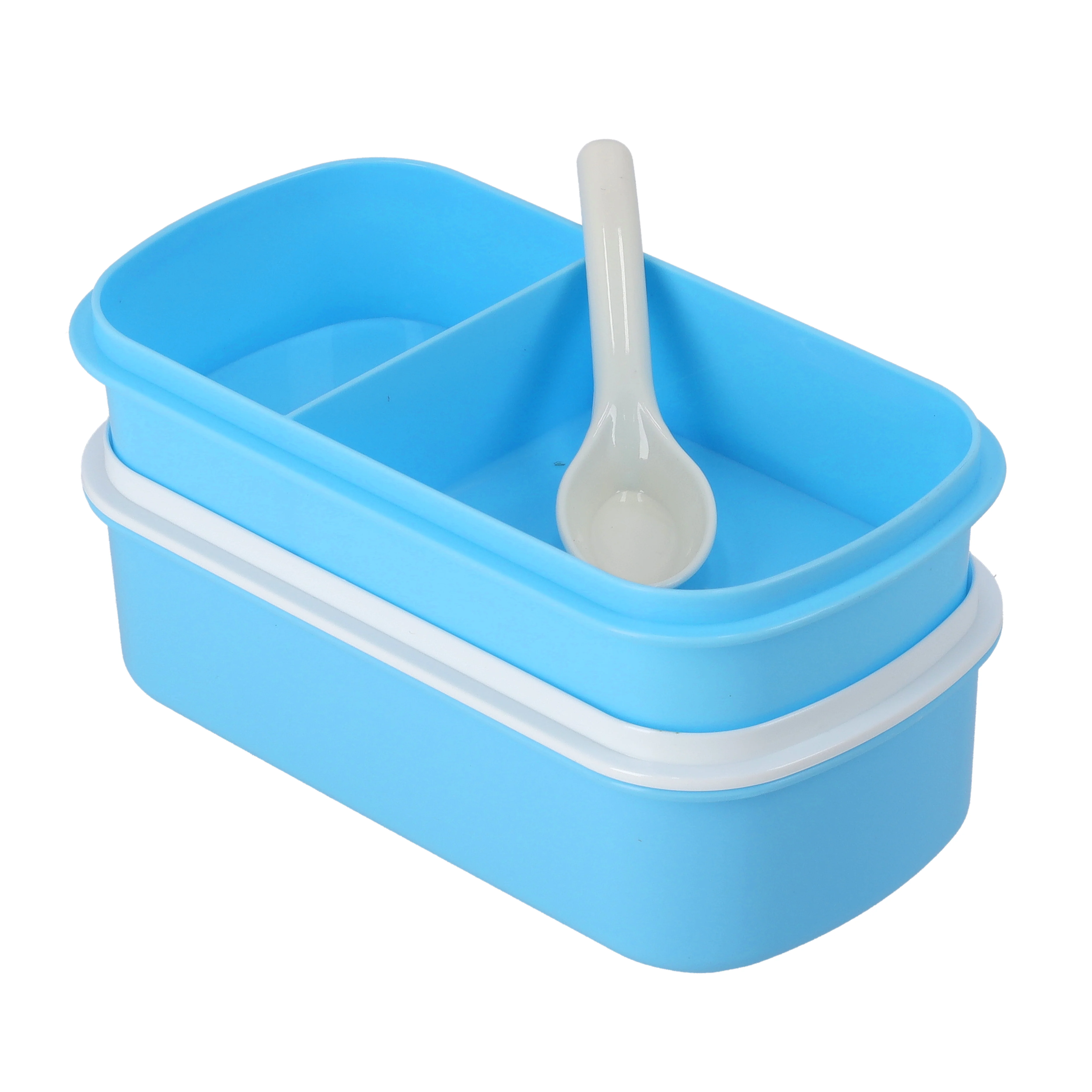 Royalford RF4399BL Airtight Lunch Box 2 Layer with Spoon| Leak Proof, Food Storage Container & 1+2 Compartment| Durable Food Grade Material for Office School Travel Use| - Image 3
