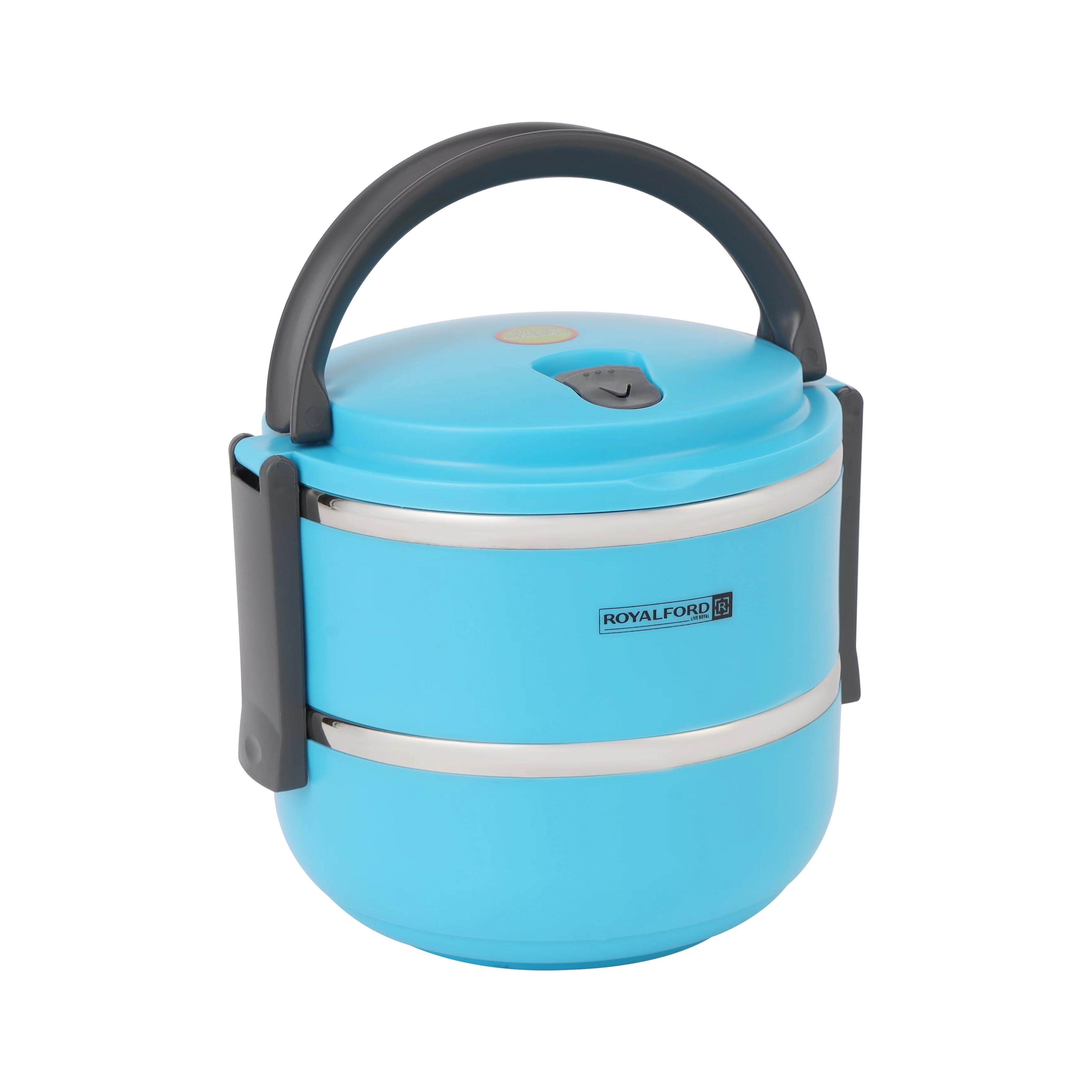 Royalford RF4673 Double Layer Lunch Box 1.8L |Premium Stainless Steel Inner| BPA-Free | Food Grade Material| Insulated Design & Carry Handle for Office & School Use - Image 2