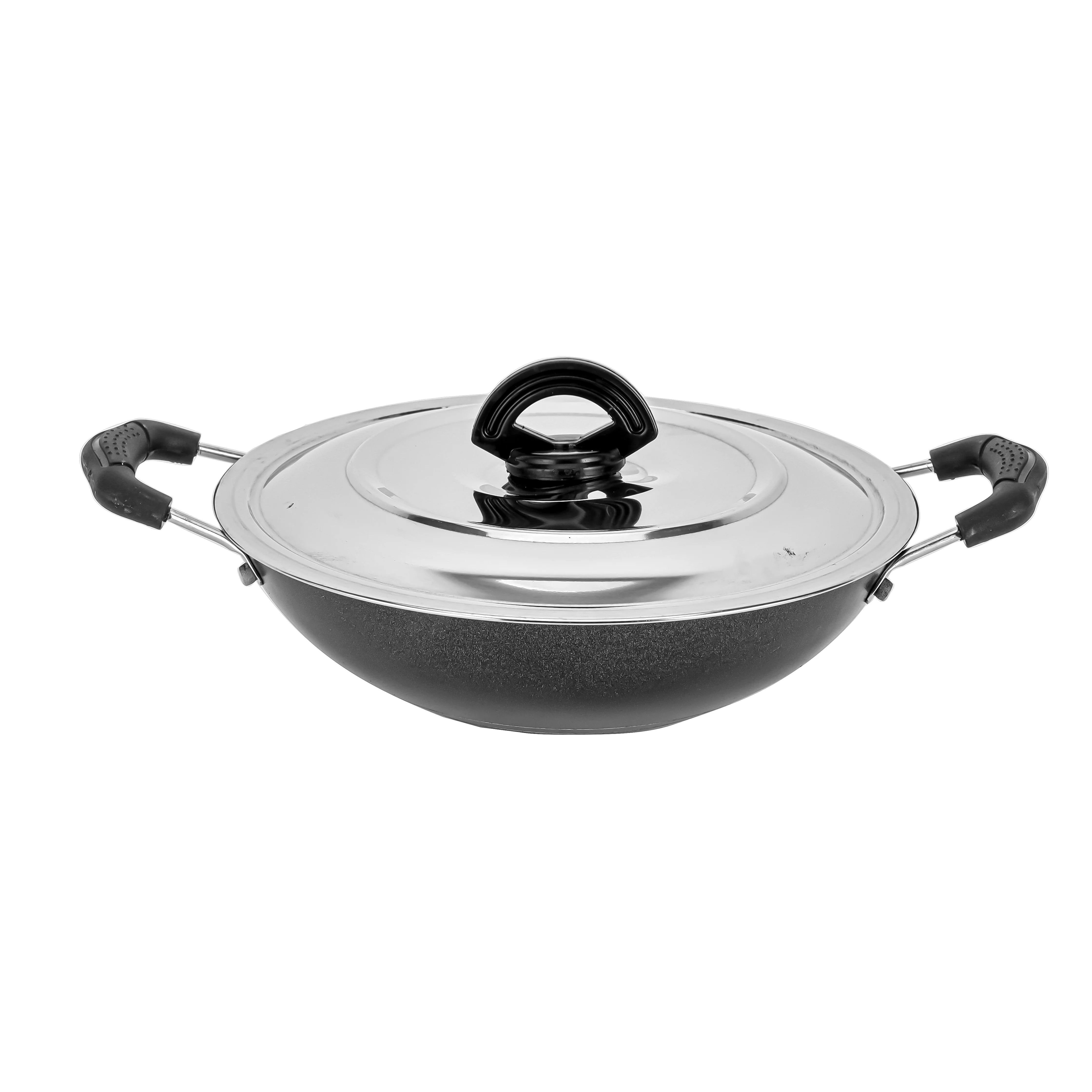 Royalford RF4952 21.5cm Appam Pan with Lid | Non Stick Cookware | Deep Curved Design for Perfect Appam Cooking | Even Heat Distribution | Heat Resistant Handles