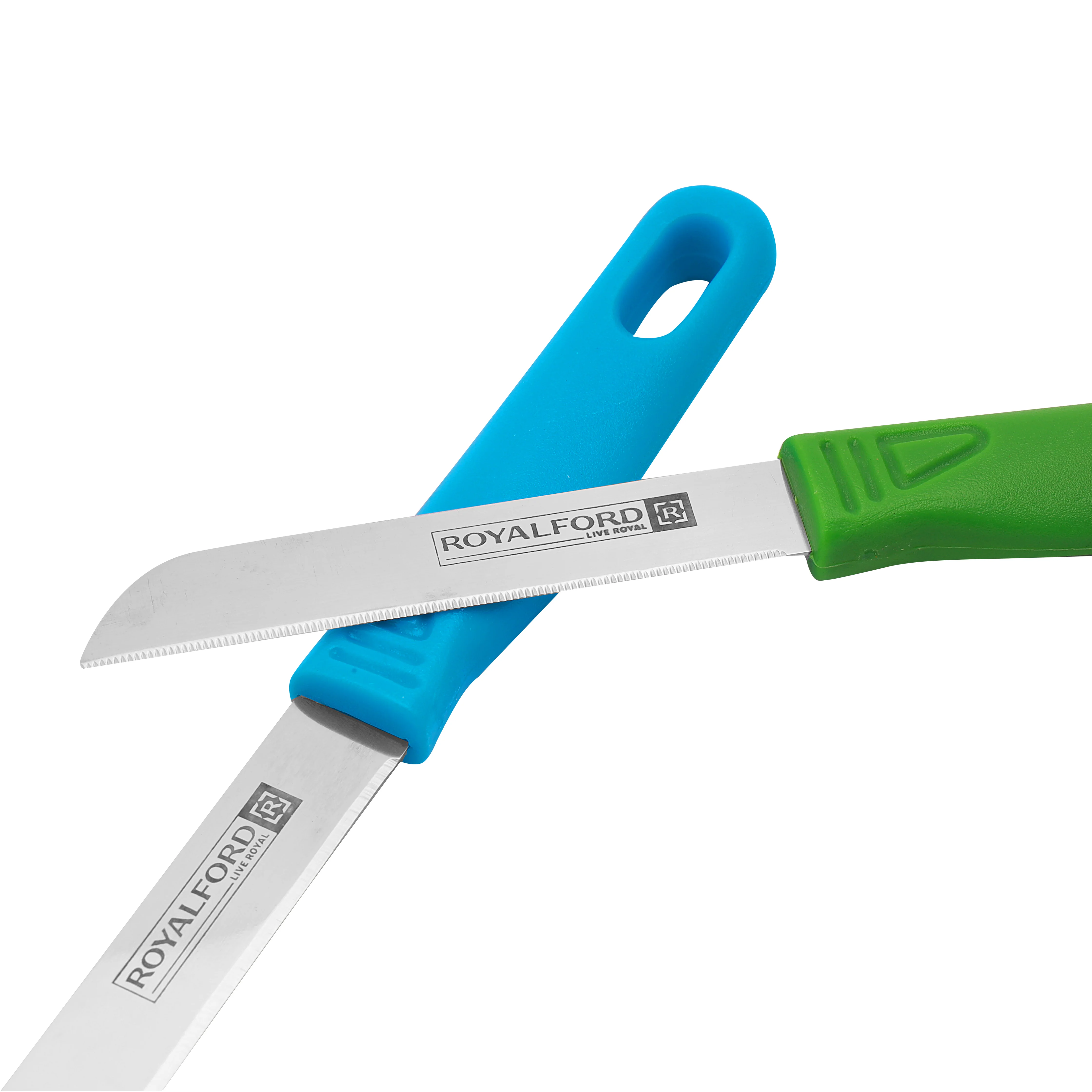 Royalford RF4988 12PCS Stainless Steel Fruit Knife Set | Sharp Paring Knives with Color Handles| Rust-Resistant Blades| Ergonomic Grip for Peeling, Slicing & Kitchen Use - Image 4