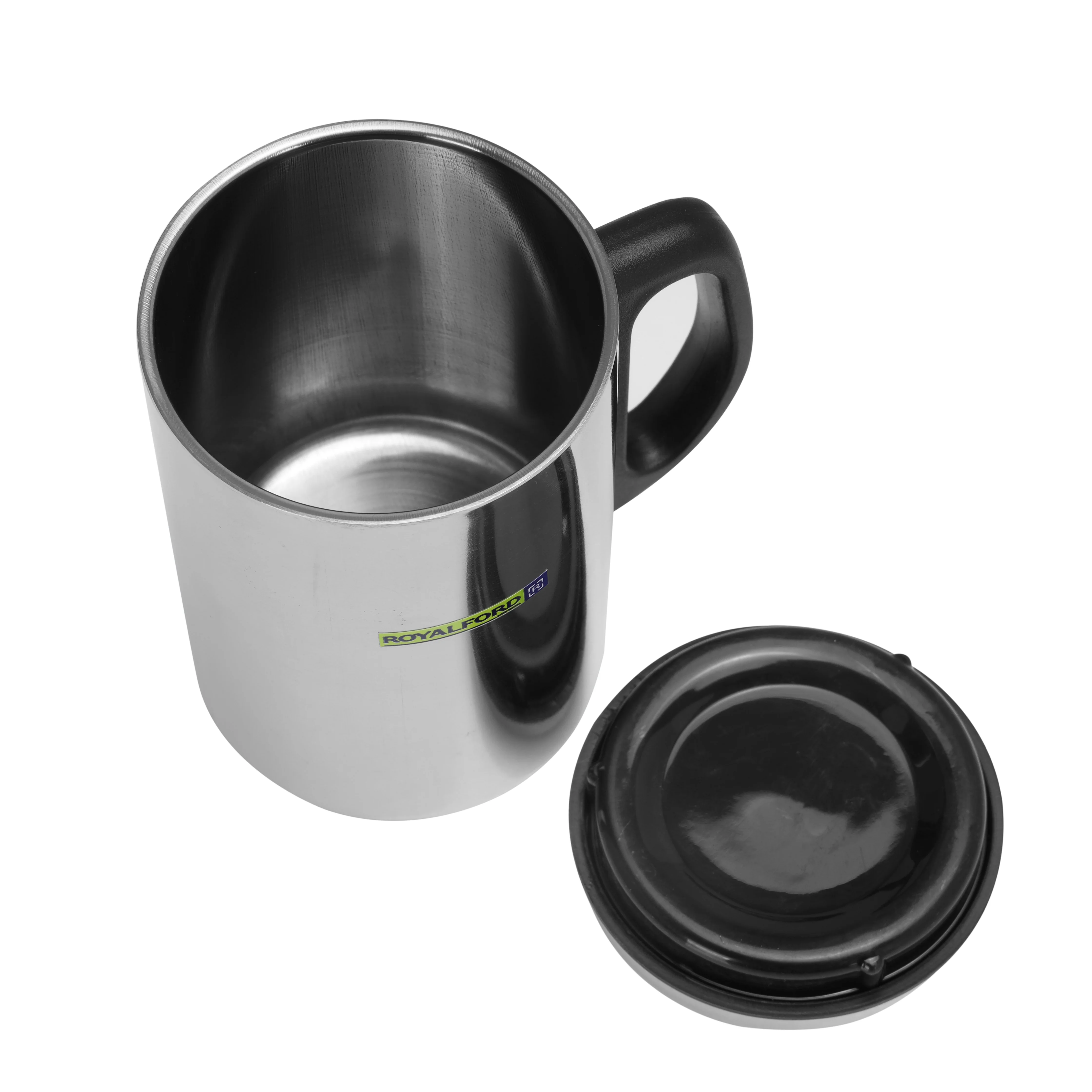 Royalford RF5026 Stainless Steel Mug with Lid | 350ML Double Wall Insulated Coffee Tea Mug | Hot and Cold Drink Cup | Perfect for Home, Office, Travel and Camping use - Image 2