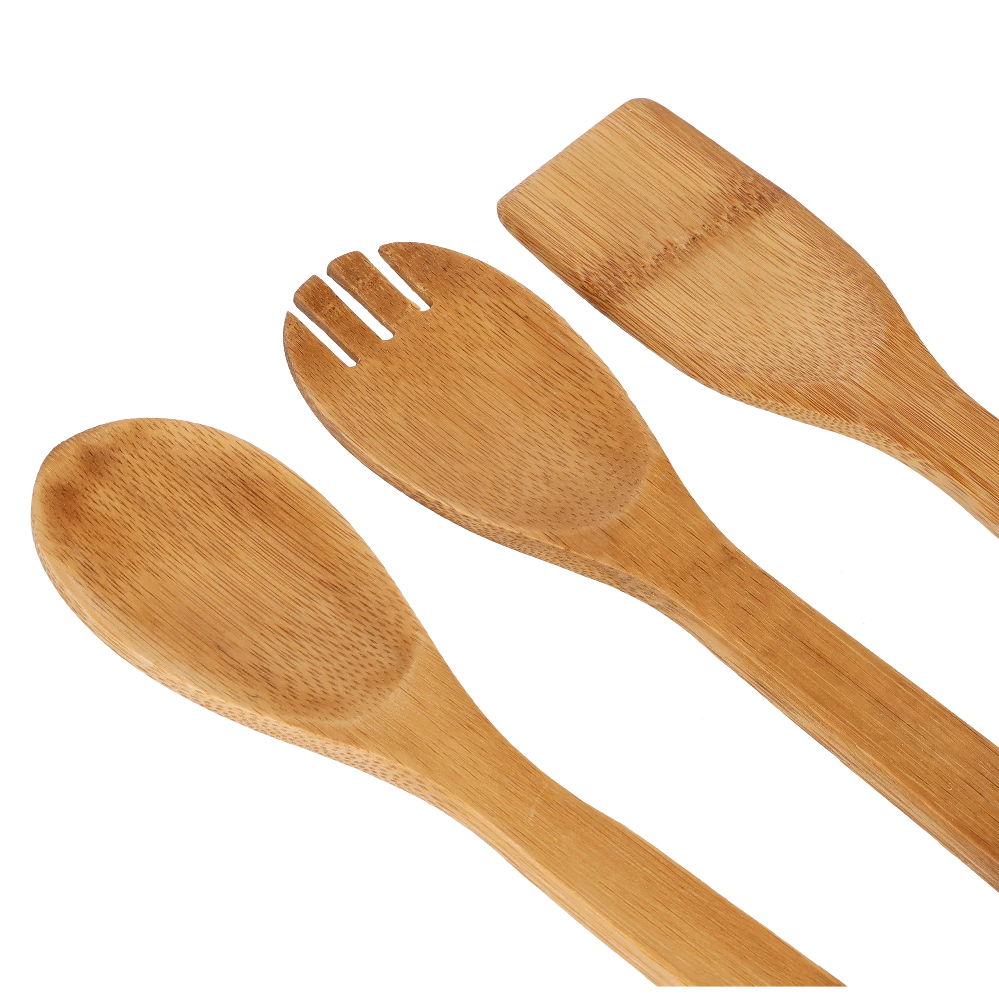 Royalford RF5109 bamboo kitchen tools set 3pcs| made from eco friendly wood, lightweight and non scratch| for cooking, stirring and safe for non stick cookware| - Image 4