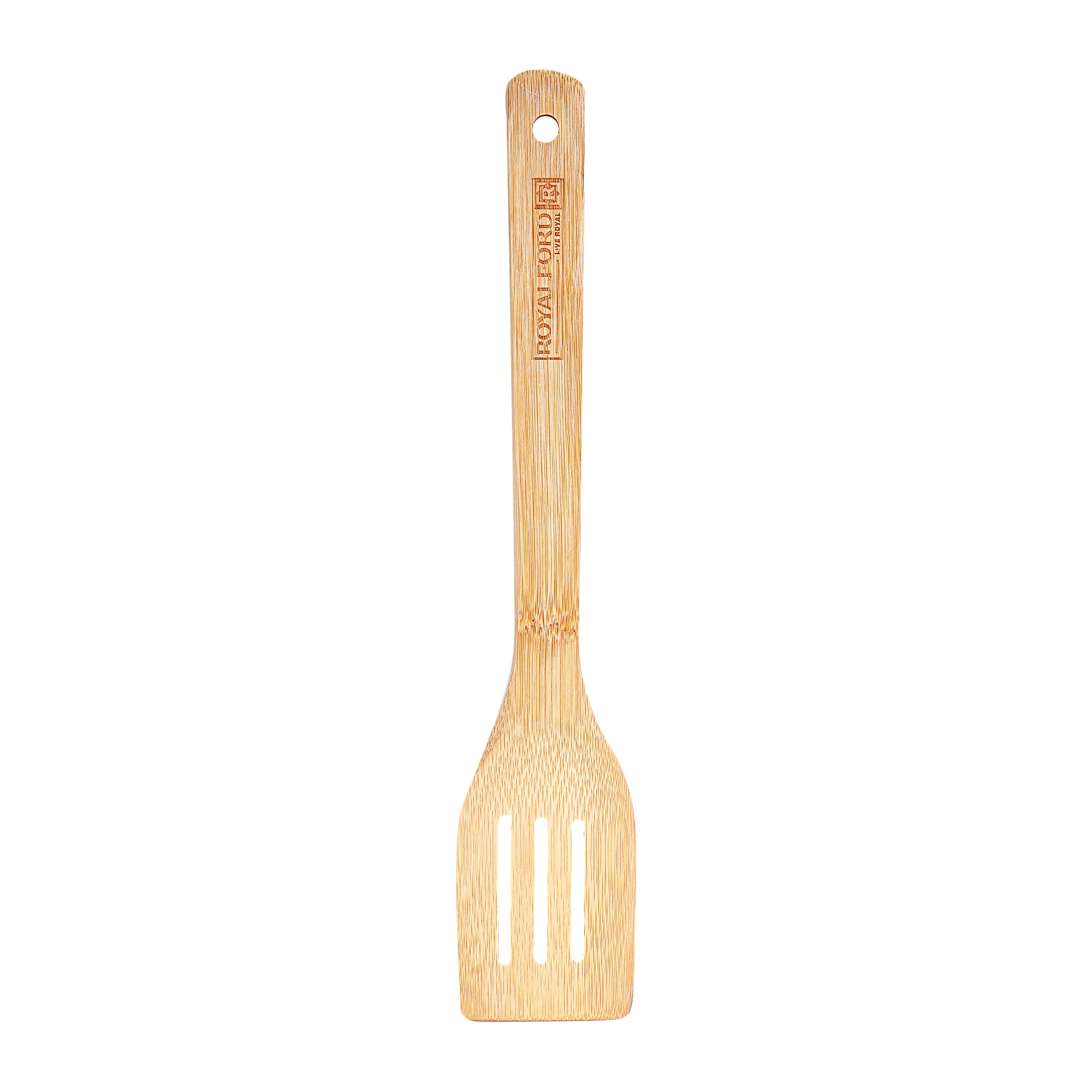 RoyalFord RF5111 Bamboo Slotted Turner Spatula | Eco Friendly | Heat Resistant Non Stick Safe Cooking Utensil | Durable Wooden Turner for Flipping, Frying & Serving Use - Image 2