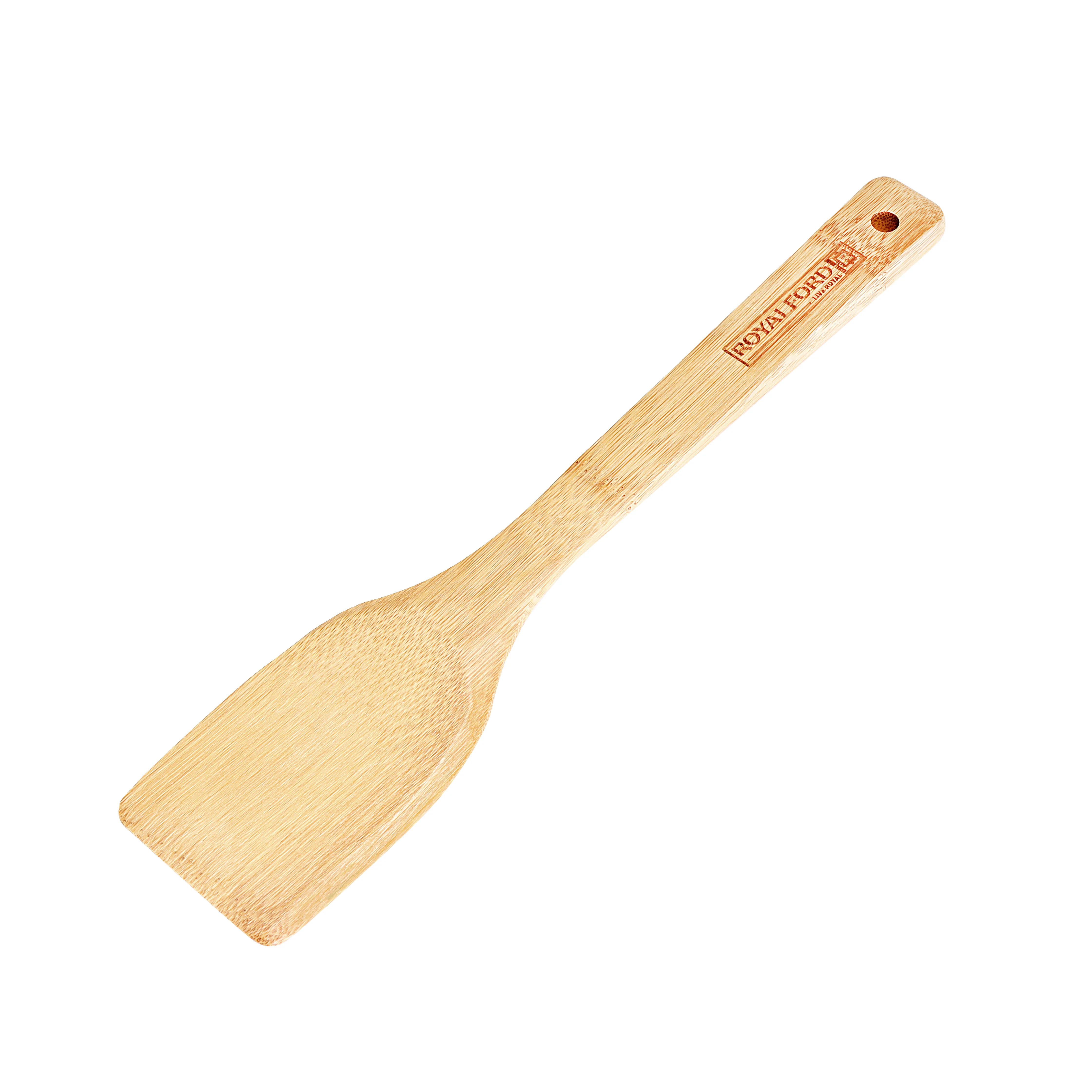 RoyalFord RF5112 Bamboo Cooking Turner Spatula | Eco Friendly | Heat Resistant Non Stick Safe Wooden Kitchen Utensil | Flat Turner for Flipping, Frying & Serving Use