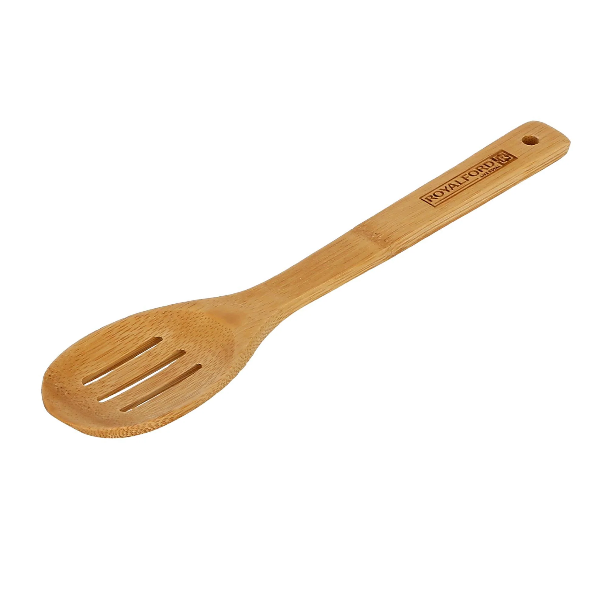 RoyalFord RF5113 Bamboo Slotted Spoon | Eco Friendly | Heat Resistant | Non Stick Safe Wooden Cooking Spoon | Lightweight Utensil for Stirring, Serving & Draining  Use - Image 2