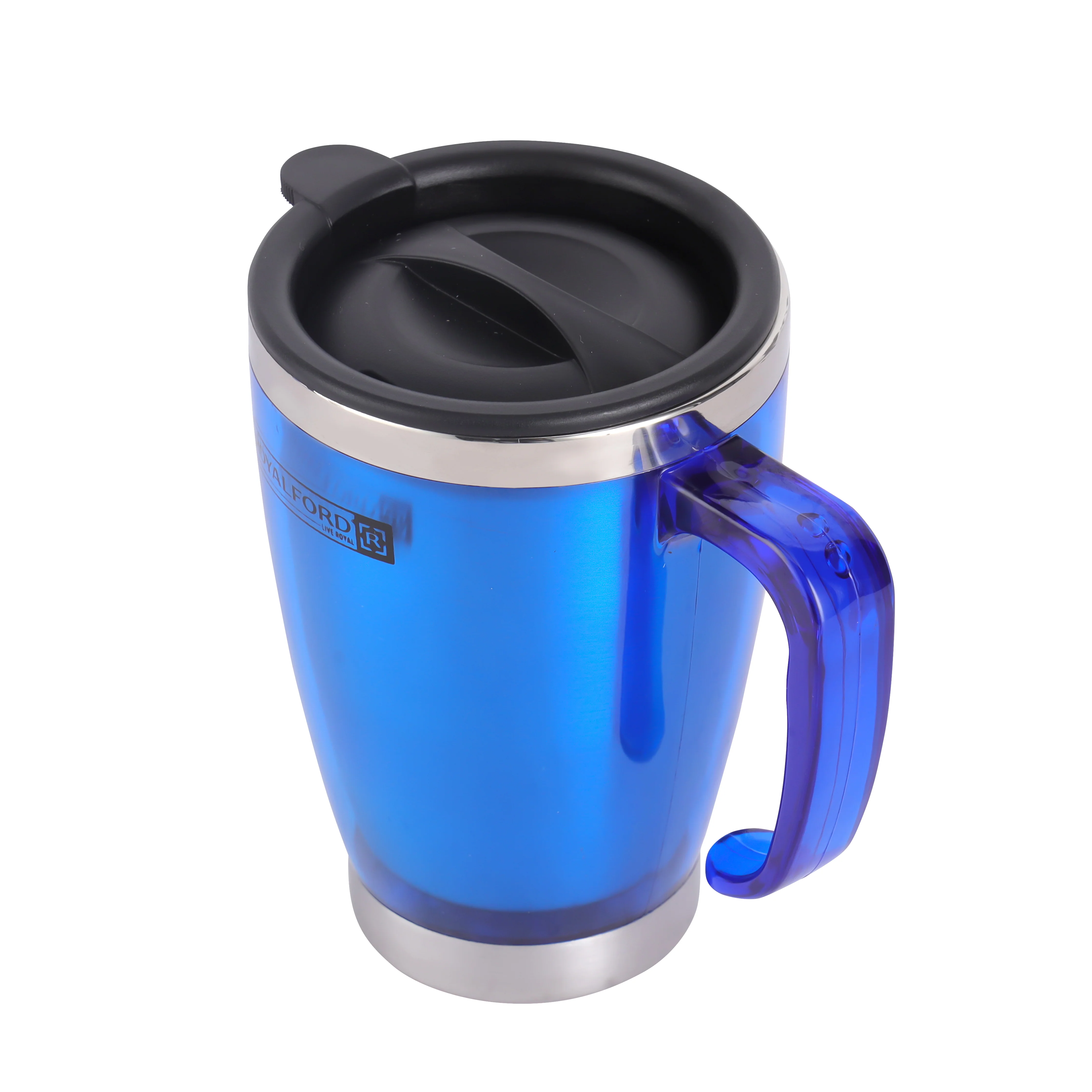 Royalford RF5129 Double Wall Travel Mug |400ml Stainless Steel Insulated Coffee Mug with Handle| Leak Resistant Lid | Portable Hot & Cold Beverage Cup for Office, Travel - Image 2