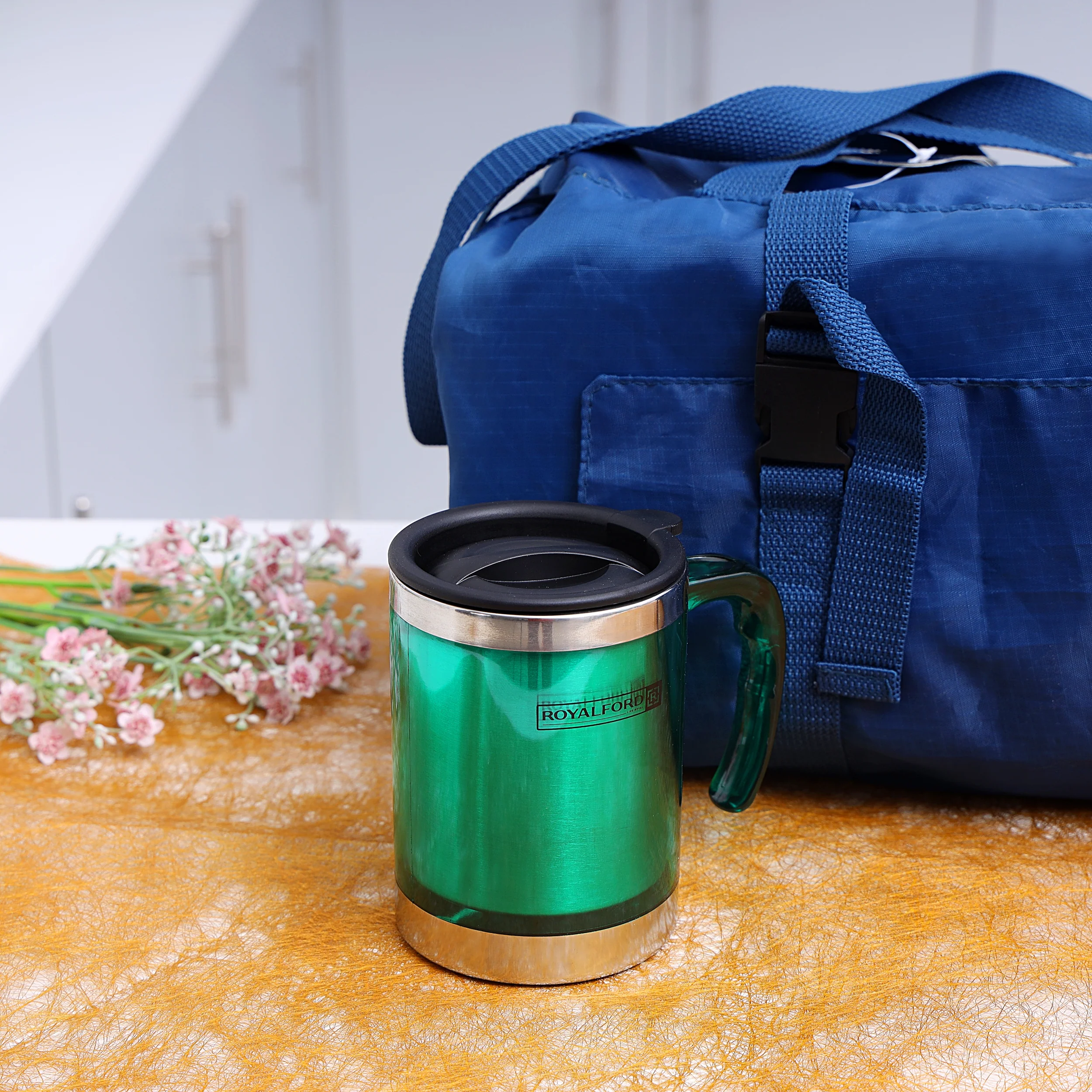 Royalford RF5130 Double Wall Travel Mug | 400ml Stainless Steel Insulated Coffee Mug | Leak Resistant Thermal Cup for Hot & Cold Drinks | Portable Office & Travel Mug - Image 3