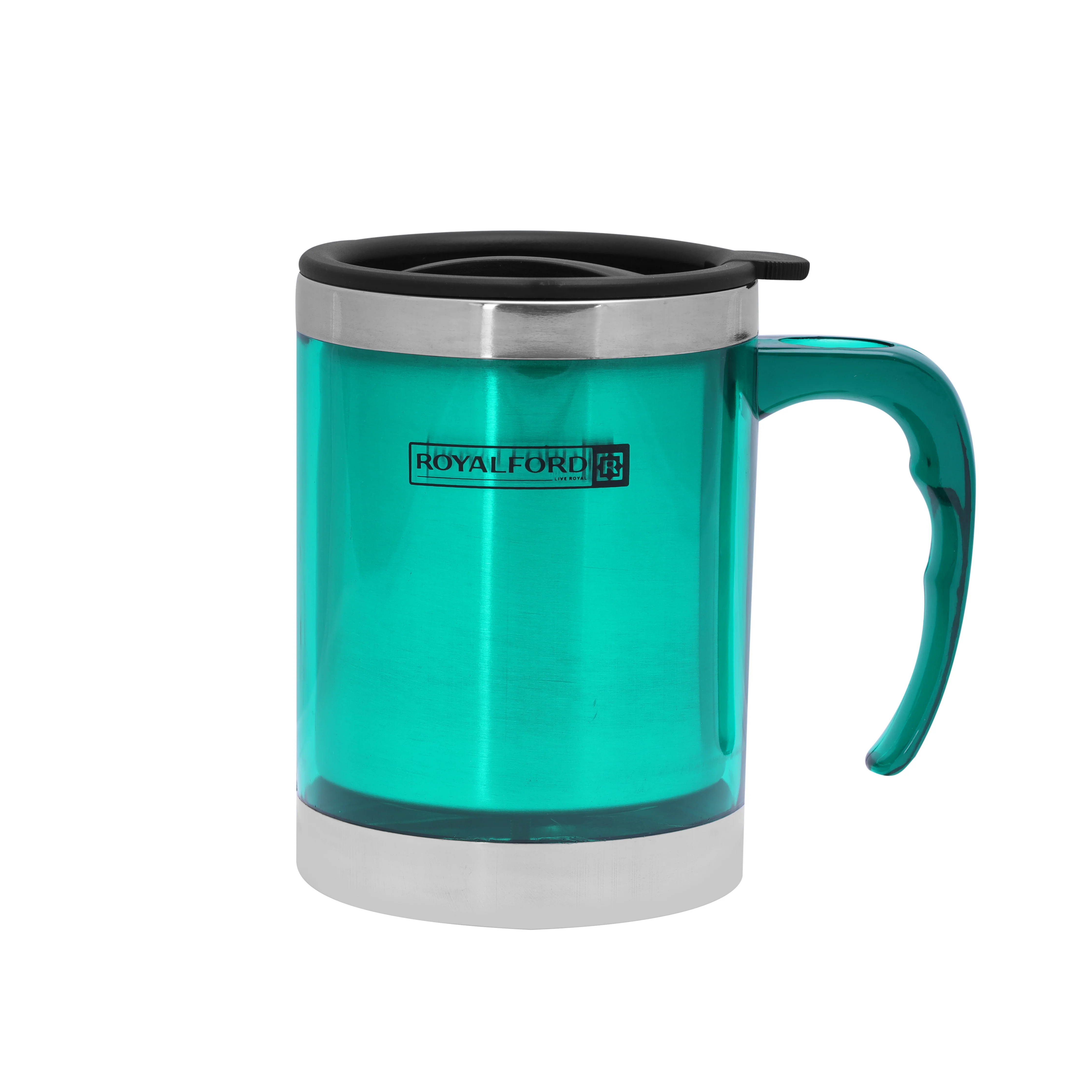 Royalford RF5130GR Double Wall Travel Mug | 400ml Stainless Steel Insulated Coffee Mug | Leak Resistant BPA Free Thermal Cup for Hot & Cold Drinks | Portable Travel Mug - Image 3