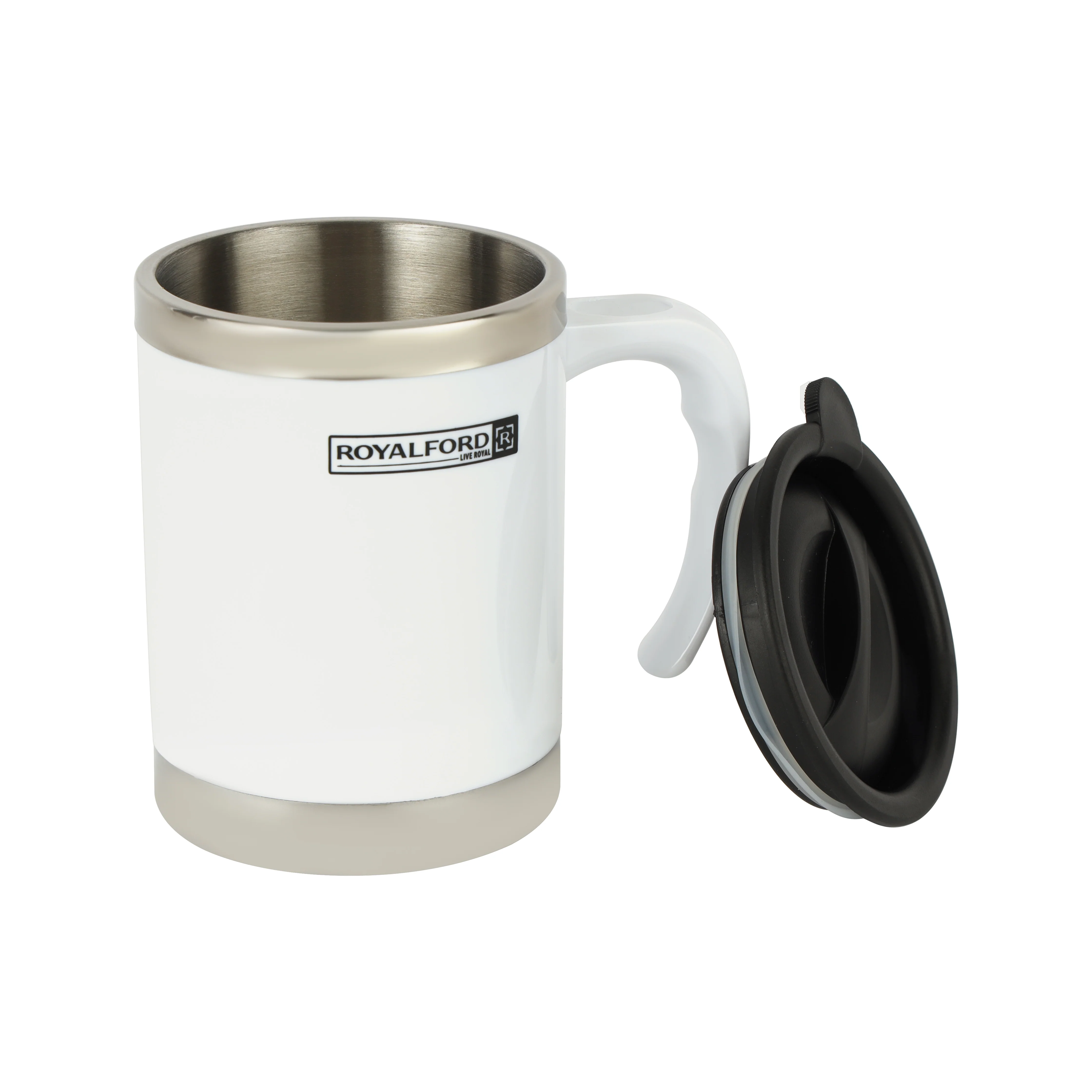 Royalford RF5130WH Double Wall Travel Mug | 400ml Stainless Steel Insulated Coffee Mug | Leak Resistant Thermal Cup for Hot & Cold Drinks| Portable Office & Travel Mug - Image 2