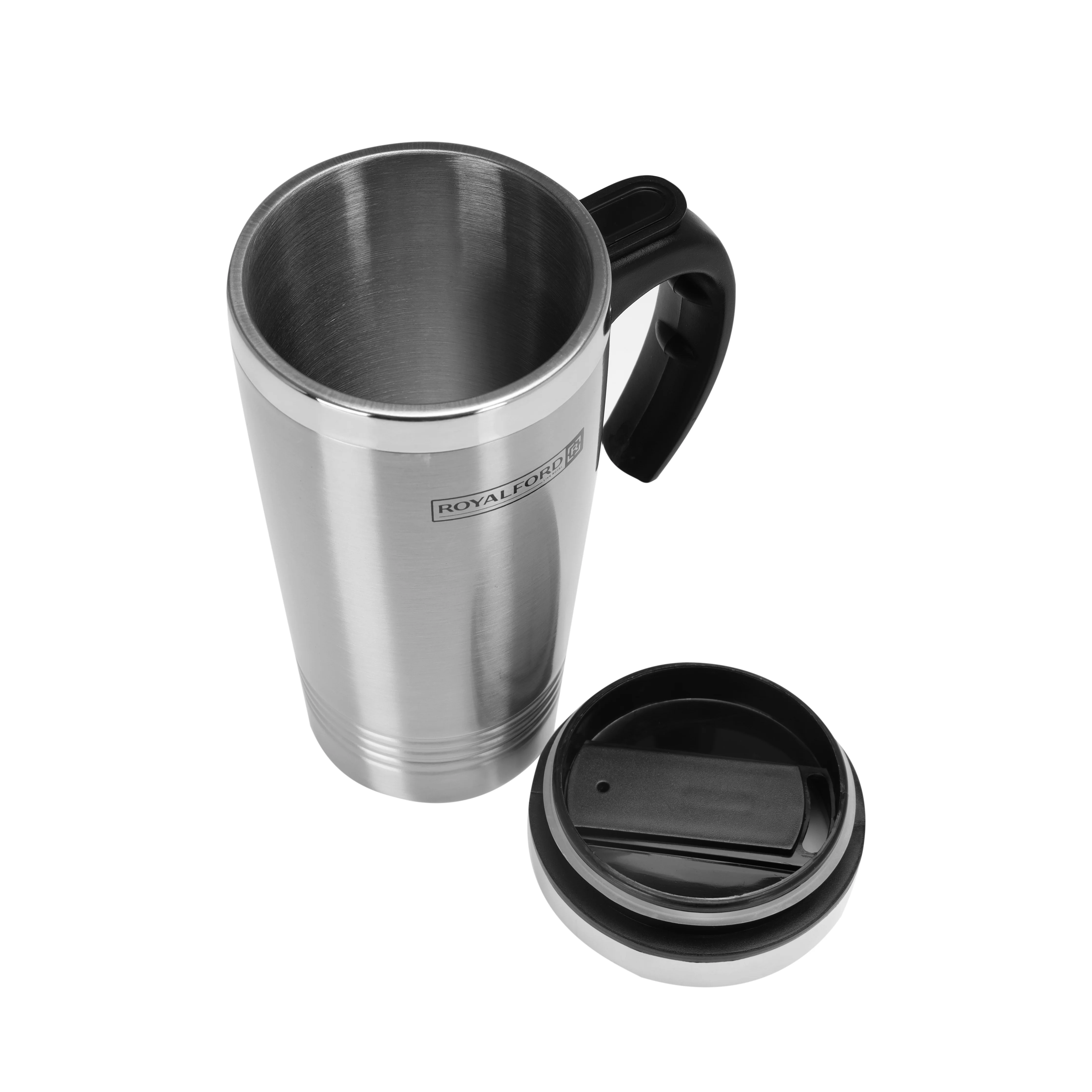 Royalford RF5133 Travel Mug |16oz 470ml Stainless Steel Insulated Coffee Mug with Handle | Hot & Cold Temperature Retention | Spill Resistant Lid |Durable Reusable Design - Image 2