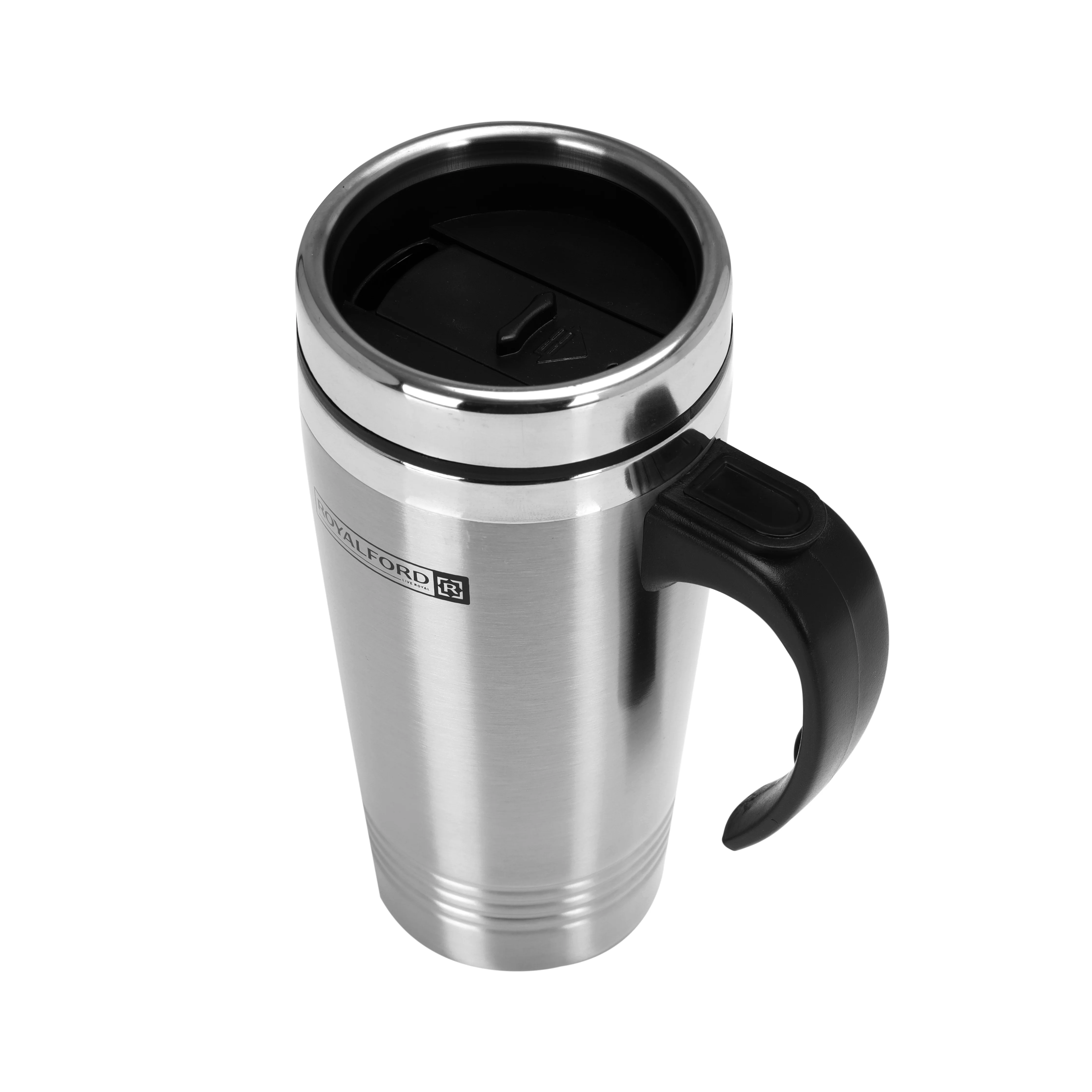 Royalford RF5133 Travel Mug |16oz 470ml Stainless Steel Insulated Coffee Mug with Handle | Hot & Cold Temperature Retention | Spill Resistant Lid |Durable Reusable Design - Image 3