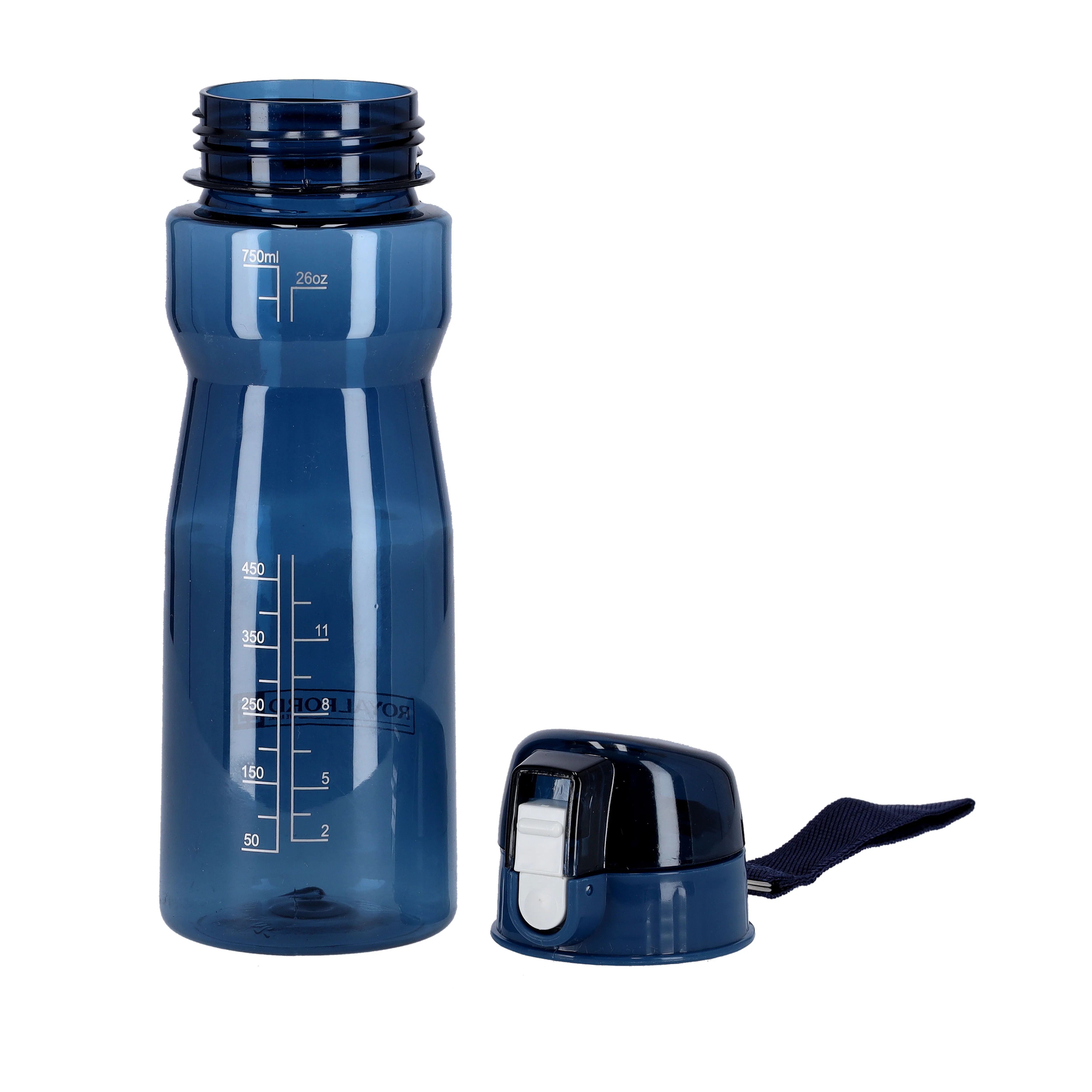Royalford RF5224BL 750ML BPA Free Water Bottle | Leak Proof Flip Lock Bottle for Hot & Cold Drinks | Eco-Friendly Polymer Sports Water Bottle with Measurement Markings - Image 2