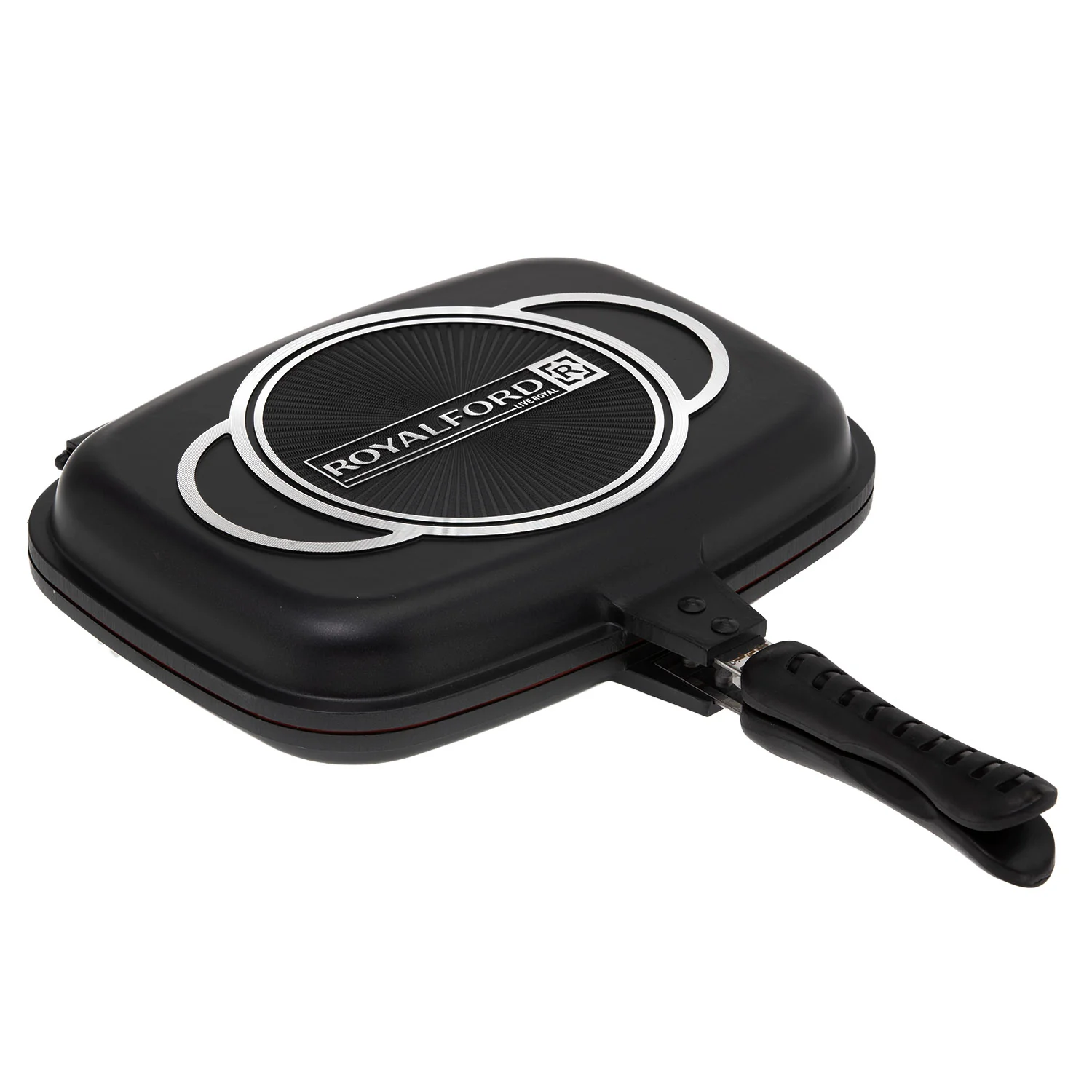Royalford RF5515 32cm Double Grill Pan with Magnetic Lock | Non-Stick Double Sided Grill Pan for Chicken, Seafood, Meat & Vegetables for Gas & Electric Cooktops Home Use - Image 3