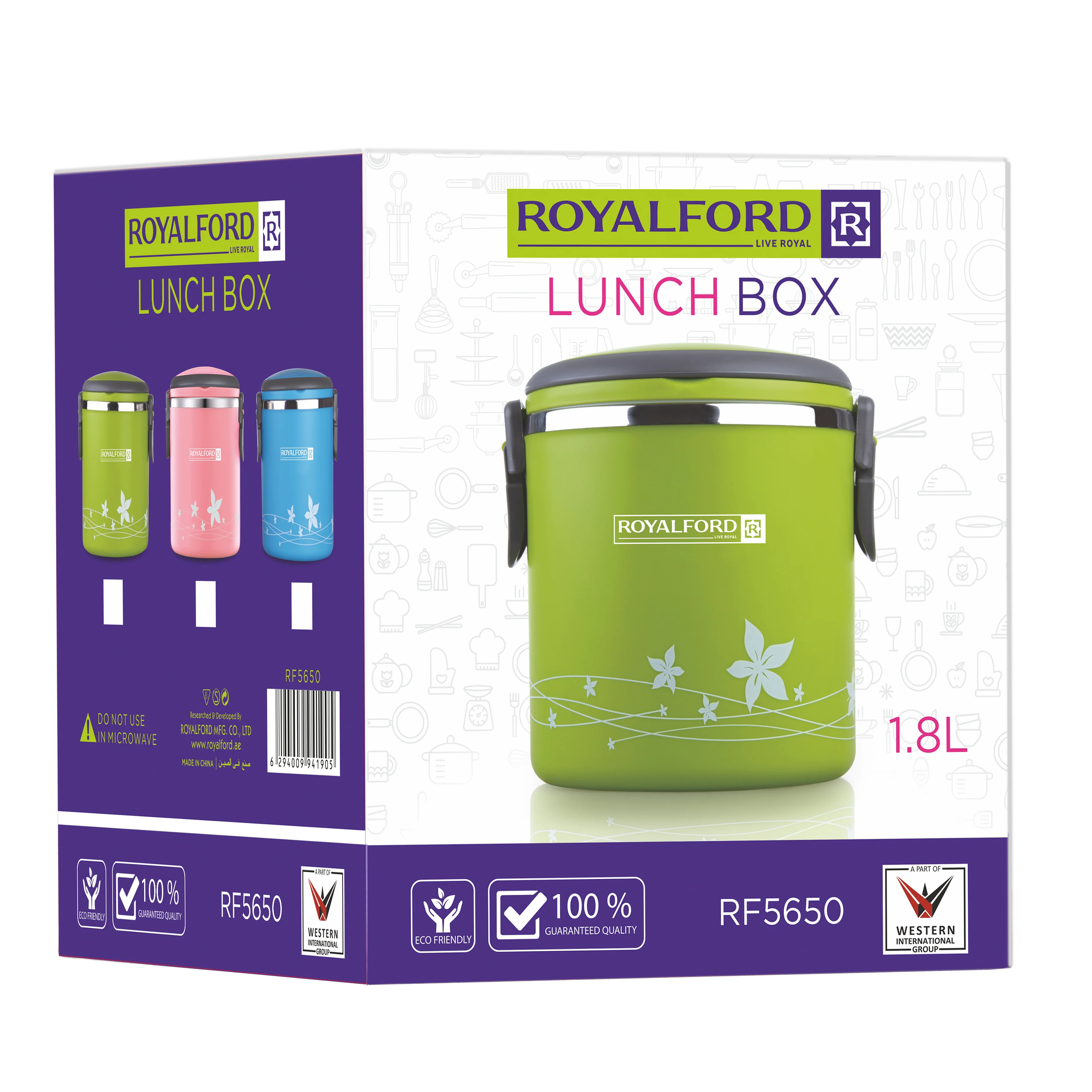 Royalford RF5650 1.8L Stainless Steel Insulated Lunch Box | Airtight Locking Lid | Leak-Resistant & Eco-Friendly Food Storage Container for Office, School & Travel Use - Image 3
