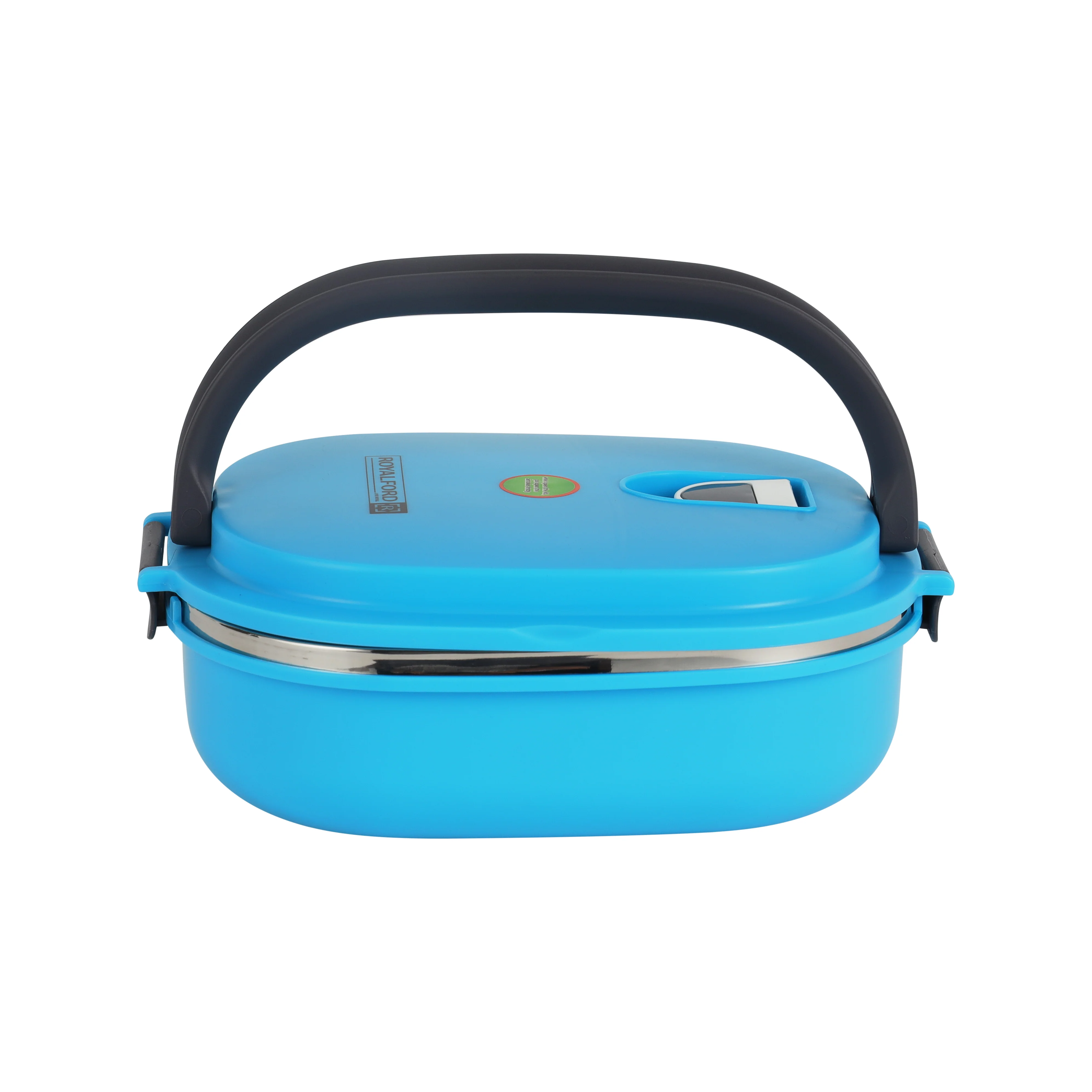 Royalford RF5652GR 0.9L Stainless Steel Lunch Box | BPA Free Insulated Food Container |  Secure Lock Lid | Leak-Resistant Design & Durable Outer Body | Easy to clean - Image 2