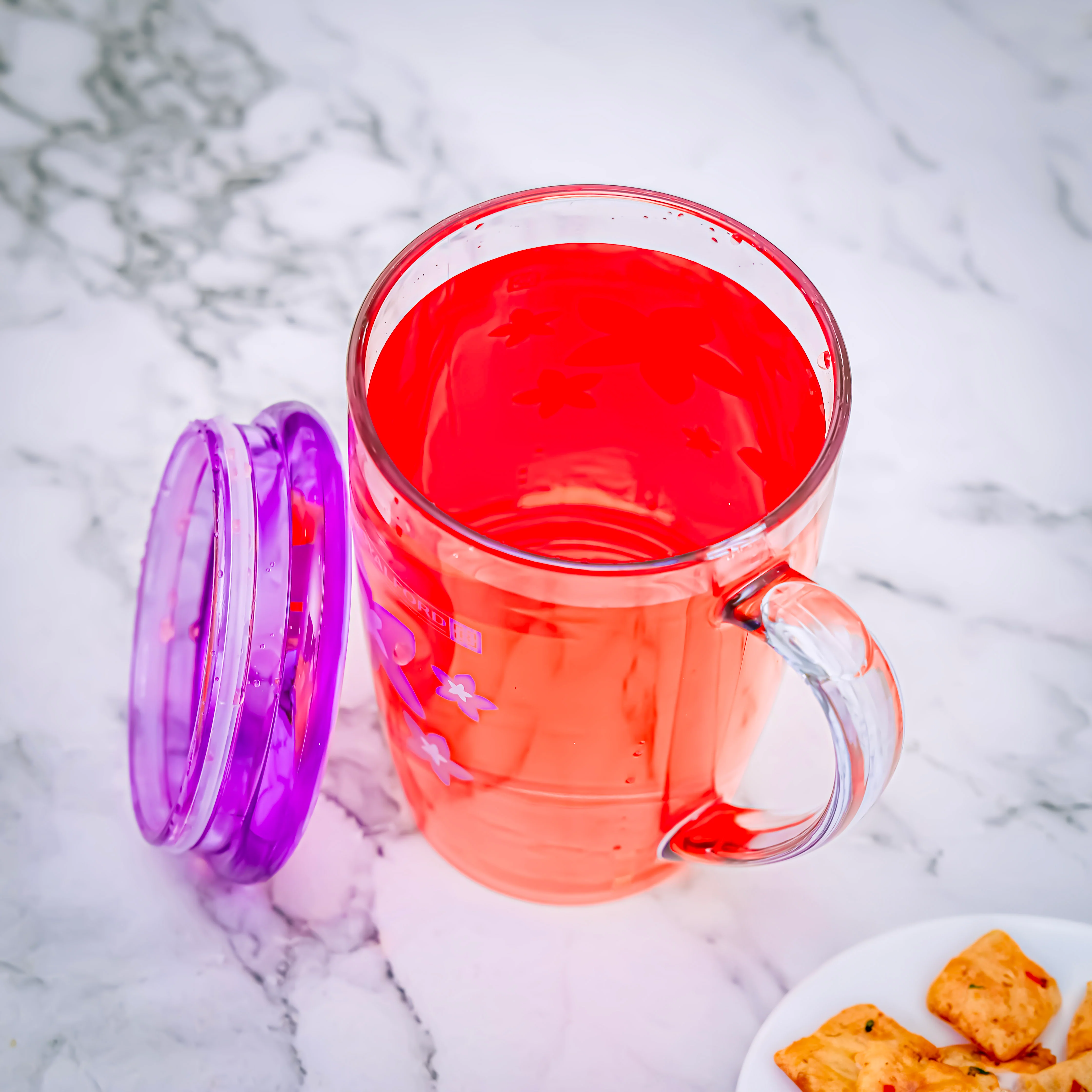 Royalford RF5656PN 350ml Water Cup with Lid| durable plastic build, ergonomic handle & secure lid to prevent spills| ideal for daily use at home, office or travel| - Image 2
