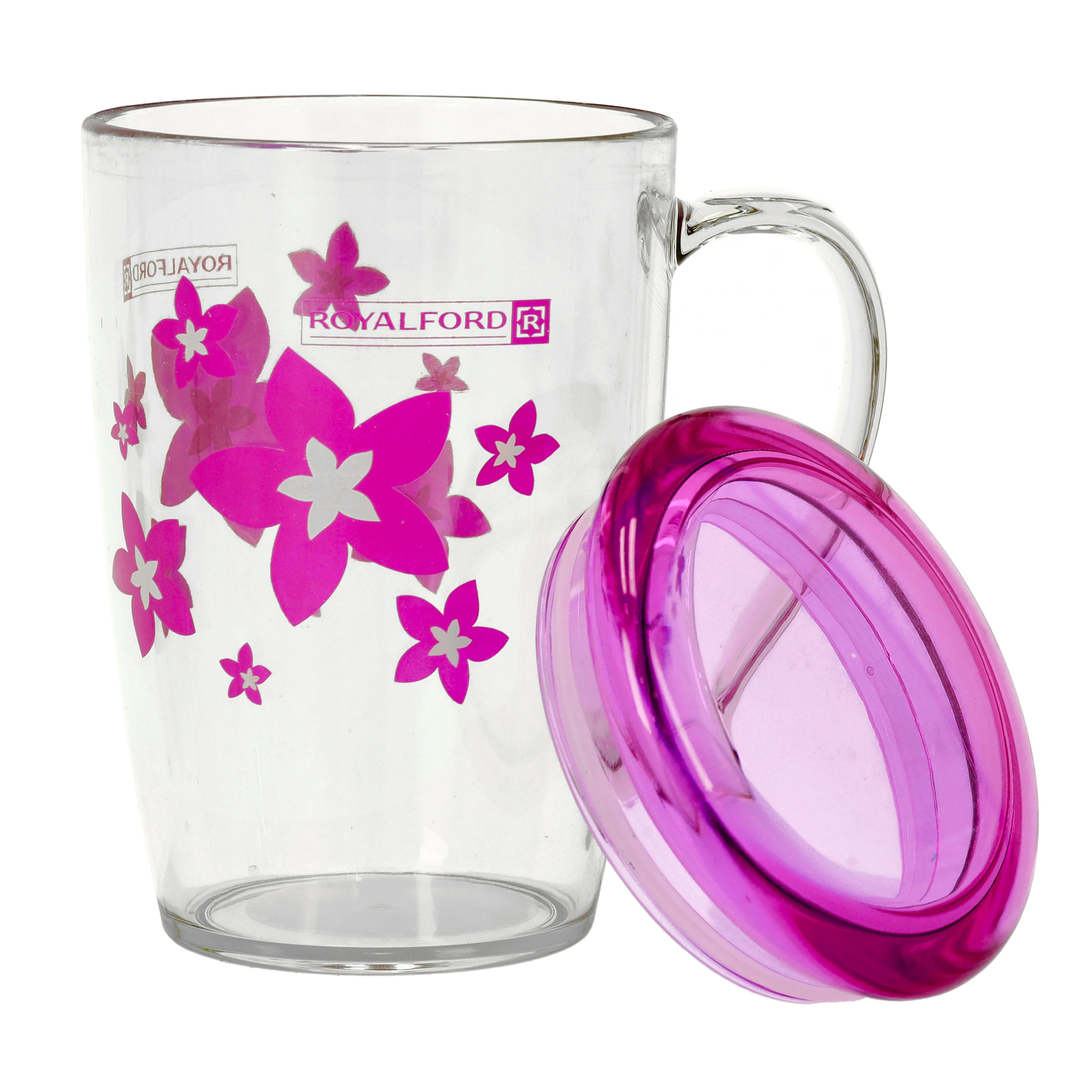 Royalford RF5656PN 350ml Water Cup with Lid| durable plastic build, ergonomic handle & secure lid to prevent spills| ideal for daily use at home, office or travel| - Image 3