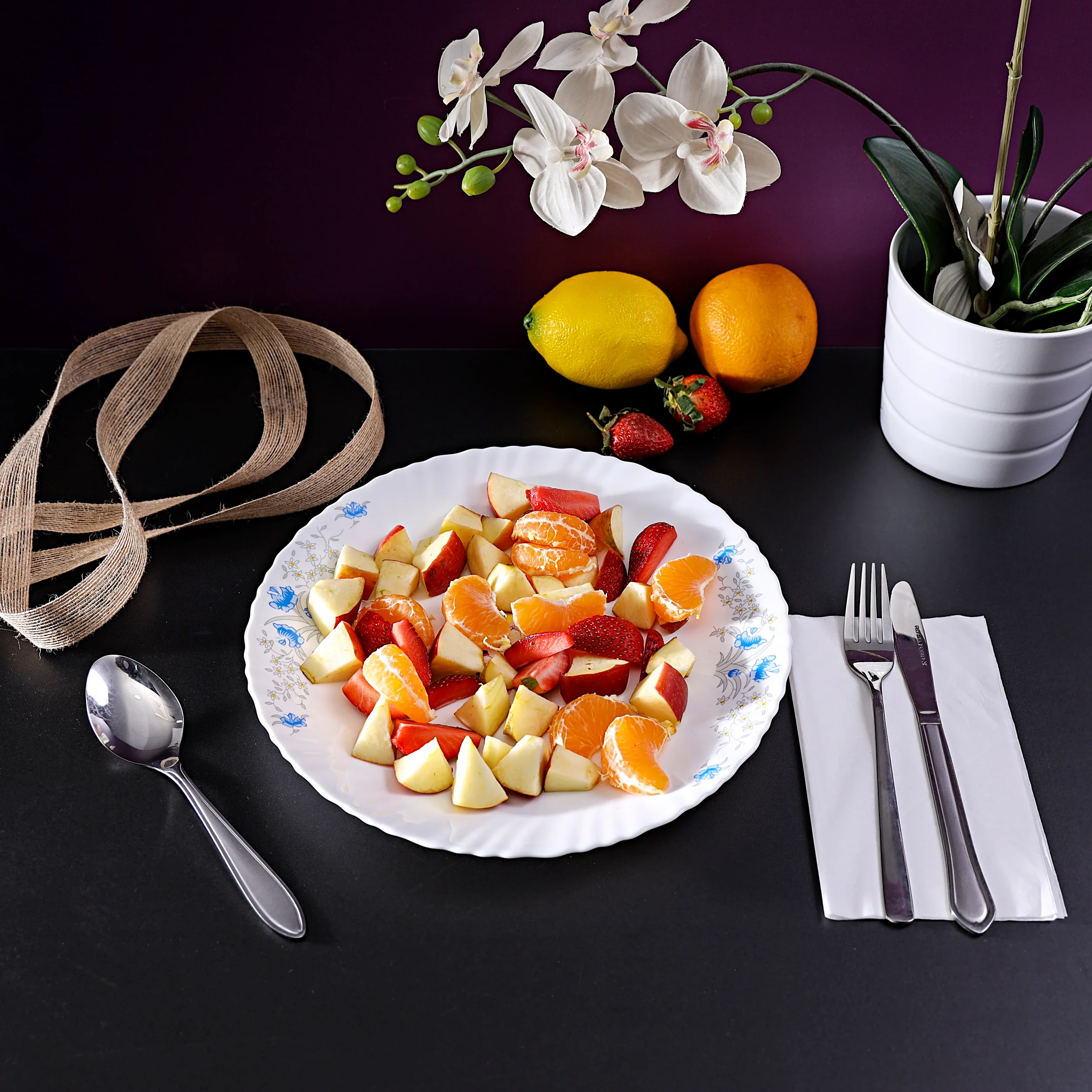 Royalford RF5678 Floral Serving Plate| elegant blue floral design & durable construction| spacious surface, perfect for serving meals, snacks, & desserts daily| - Image 2