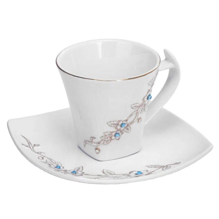 Royalford RF5728 12PCS Bone China Square Cup & Saucer Set - Ideal for Daily Use - Non-Toxic, Ecologically Tasteless, Smooth Surface, Translucent, Comfortable Grip and Lightweight - Pack of 6 - Image 3