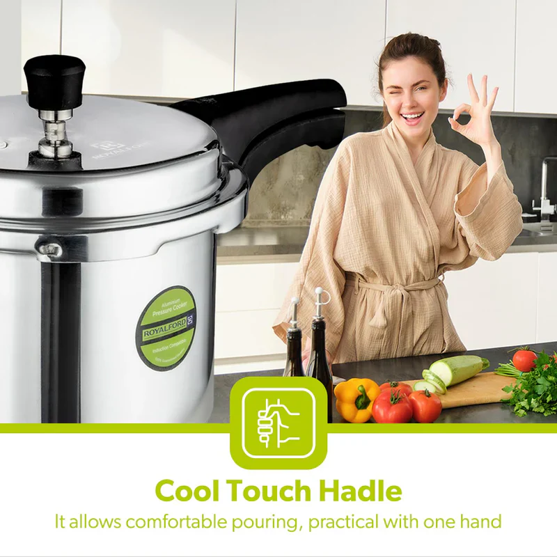 Royalford RF5802 5L Induction Base Pressure Cooker | Fast & Safe Cooking | Durable Aluminium Body | Even Heat Distribution | Secure Lock System | Energy Efficient - Image 2