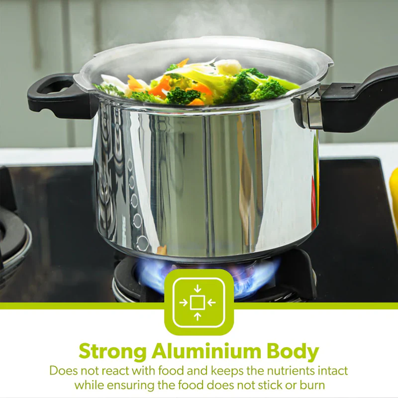 Royalford RF5802 5L Induction Base Pressure Cooker | Fast & Safe Cooking | Durable Aluminium Body | Even Heat Distribution | Secure Lock System | Energy Efficient - Image 5