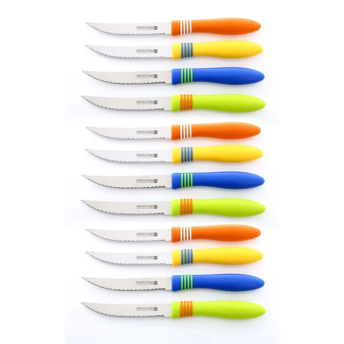 RoyalFord RF5877 Fruit Knives Set | 12PCS Stainless Steel Serrated Kitchen Utility Knives | Multi-Color Ergonomic Handle | Durable Cutting Knives for Fruits & Vegetables - Image 7
