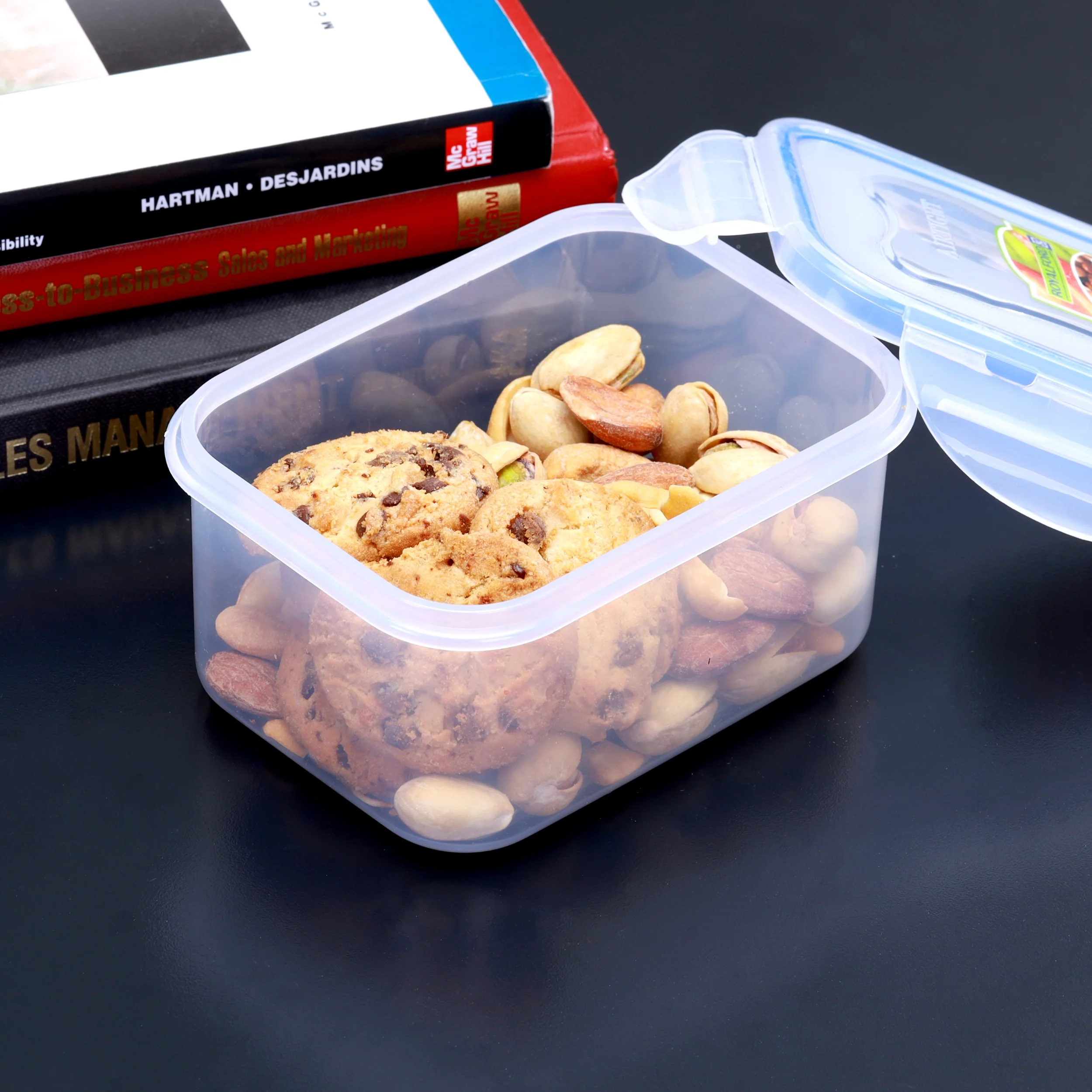 Royalford RF5890 500ML airtight food storage box | BPA-free transparent container with 4-side locking lid| freezer, microwave safe without lid, dishwasher safe| - Image 2