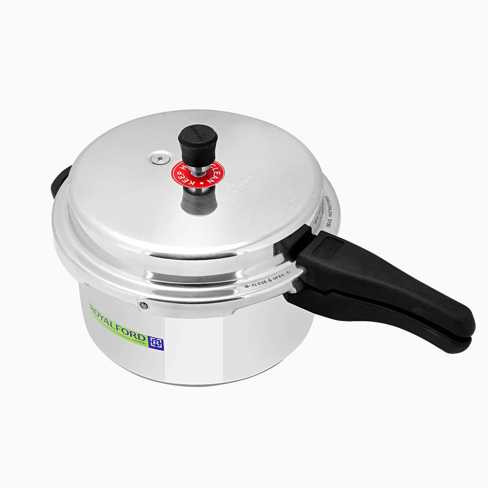 Royalford RF5929 10 Litre Induction Base Pressure Cooker | Safety Valve | Heavy-Duty Aluminium Body | Energy Saving Design and Reliable Heavy Duty Pressure Cooker