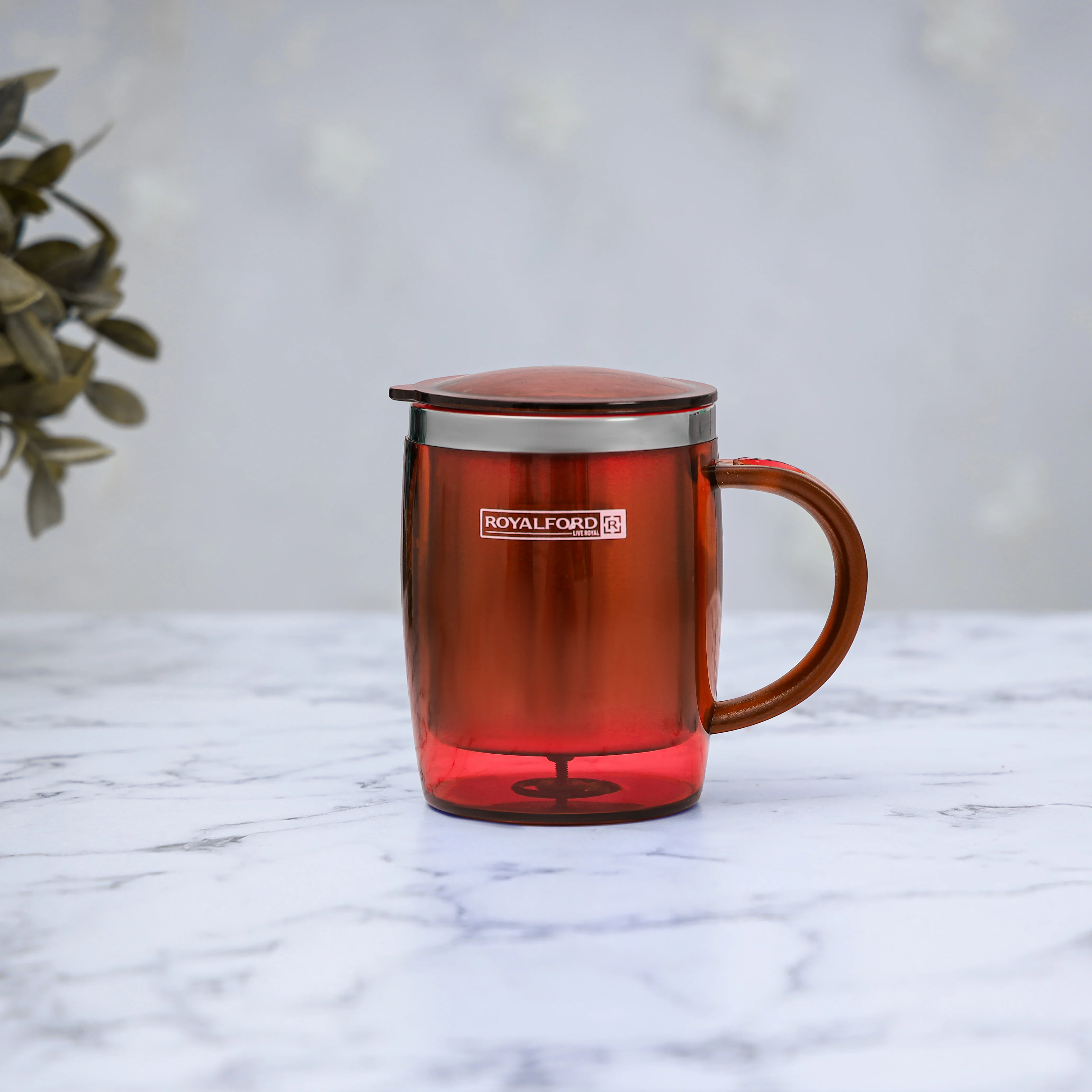 Royalford RF6154 Double Wall Travel Mug | 400ML Stainless Steel Coffee Mug with Lid| BPA Free Insulated Thermal Cup for Hot & Cold Drinks| Portable Office & Travel Mug - Image 2