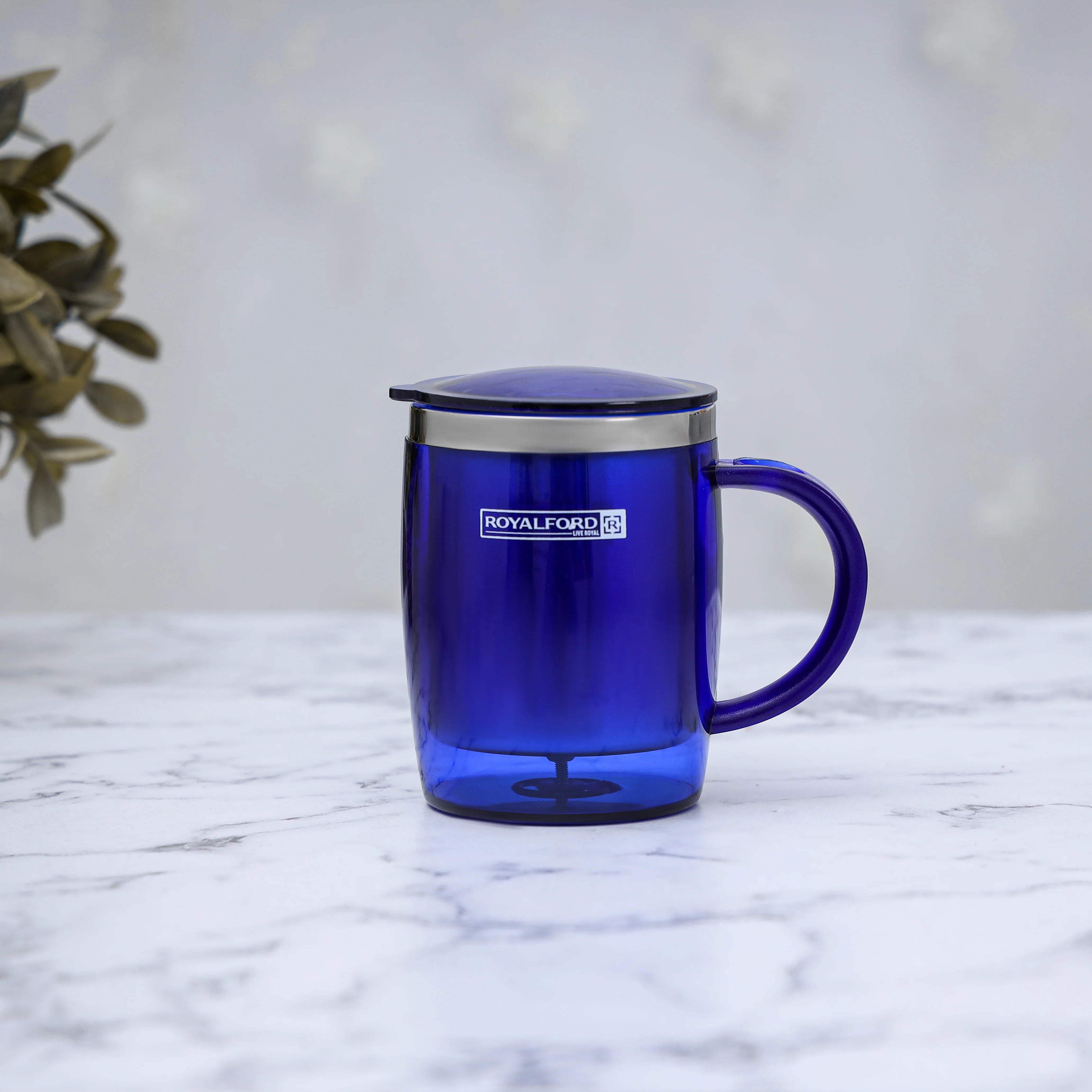 Royalford RF6154BL Double Wall Travel Mug | 400ML Stainless Steel Insulated Coffee Cup | BPA Free Leak Resistant Thermal Mug for Hot & Cold Drinks | Portable Travel Mug - Image 2
