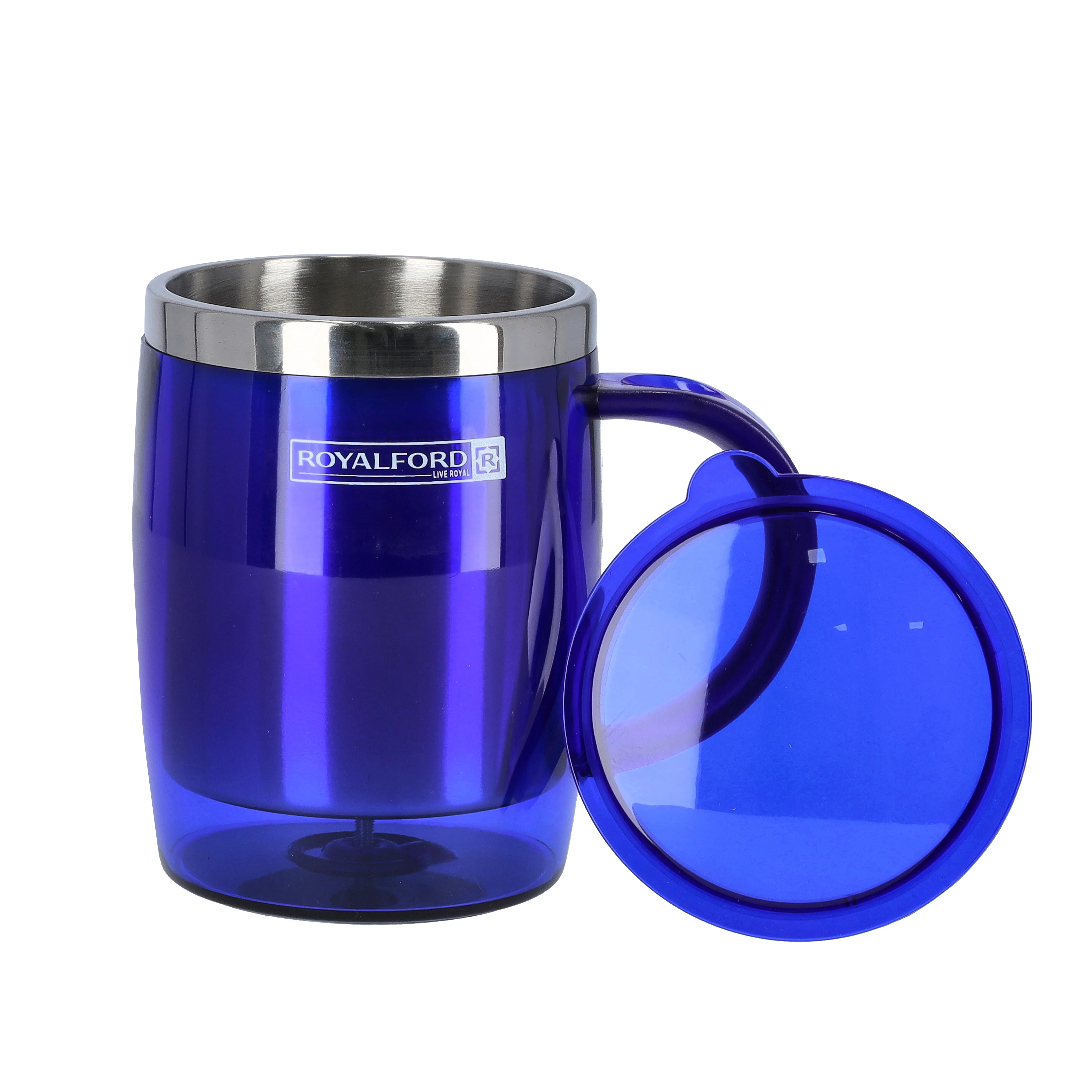 Royalford RF6154BL Double Wall Travel Mug | 400ML Stainless Steel Insulated Coffee Cup | BPA Free Leak Resistant Thermal Mug for Hot & Cold Drinks | Portable Travel Mug - Image 3