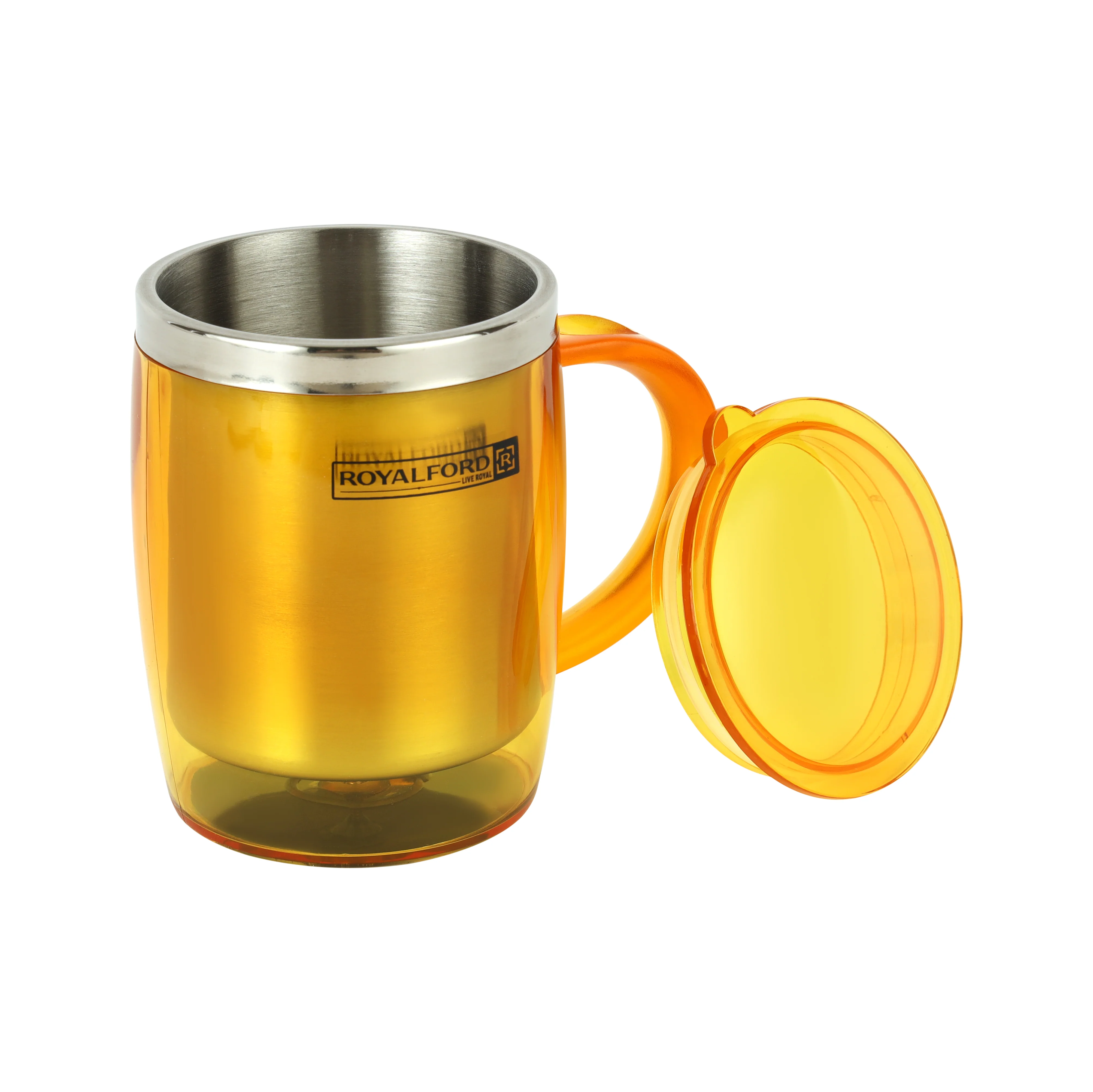 Royalford RF6154OR Double Wall Travel Mug | 400ML Stainless Steel Insulated Coffee Mug | BPA Free Leak Resistant Thermal Cup for Hot & Cold Drinks | Portable Travel Mug - Image 2