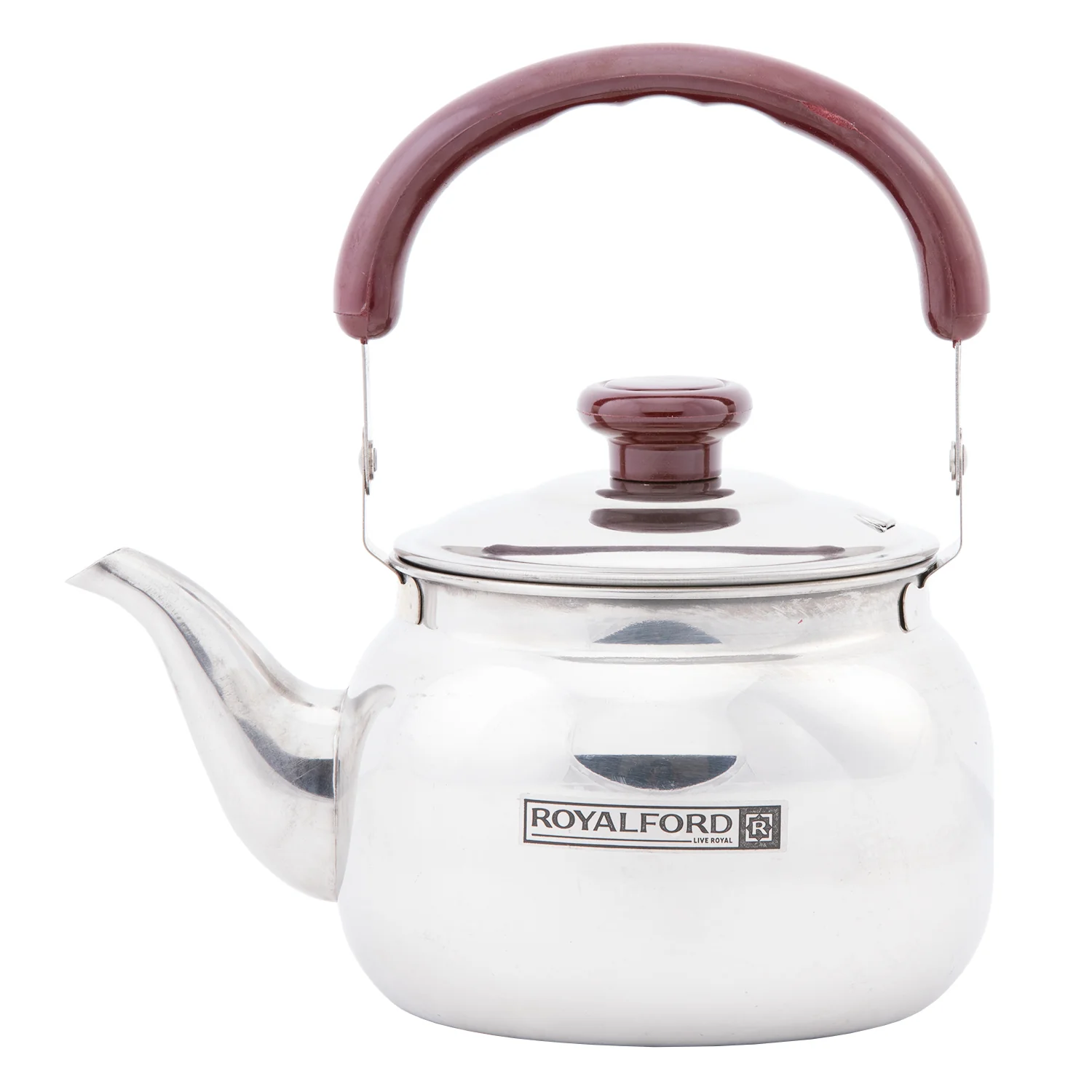 Royalford RF6186 2L Stainless Steel Whistling Kettle | Durable Mirror Finish Tea Kettle with Heat Resistant Handle | Loud Whistle | Suitable for Gas & Electric Stoves - Image 3
