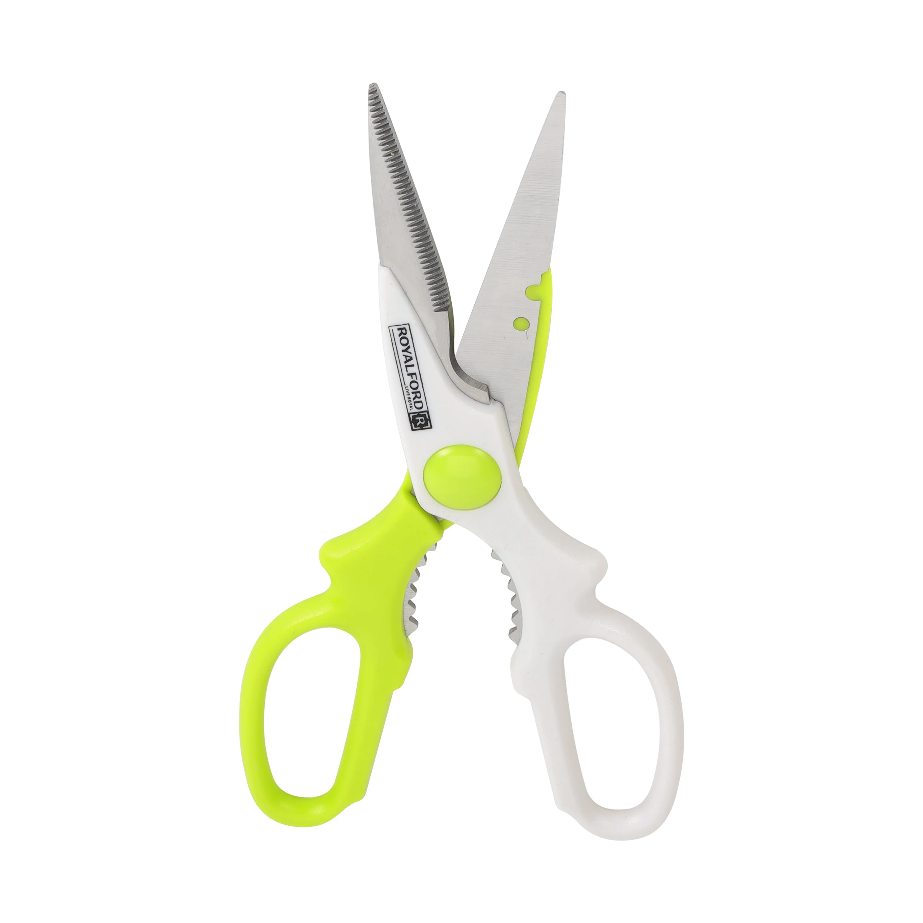 Royalford RF6319 Professional Kitchen Scissors| durable stainless steel with ergonomic handles| ideal for effortlessly cutting meat, vegetables, herbs, and packaging| - Image 4