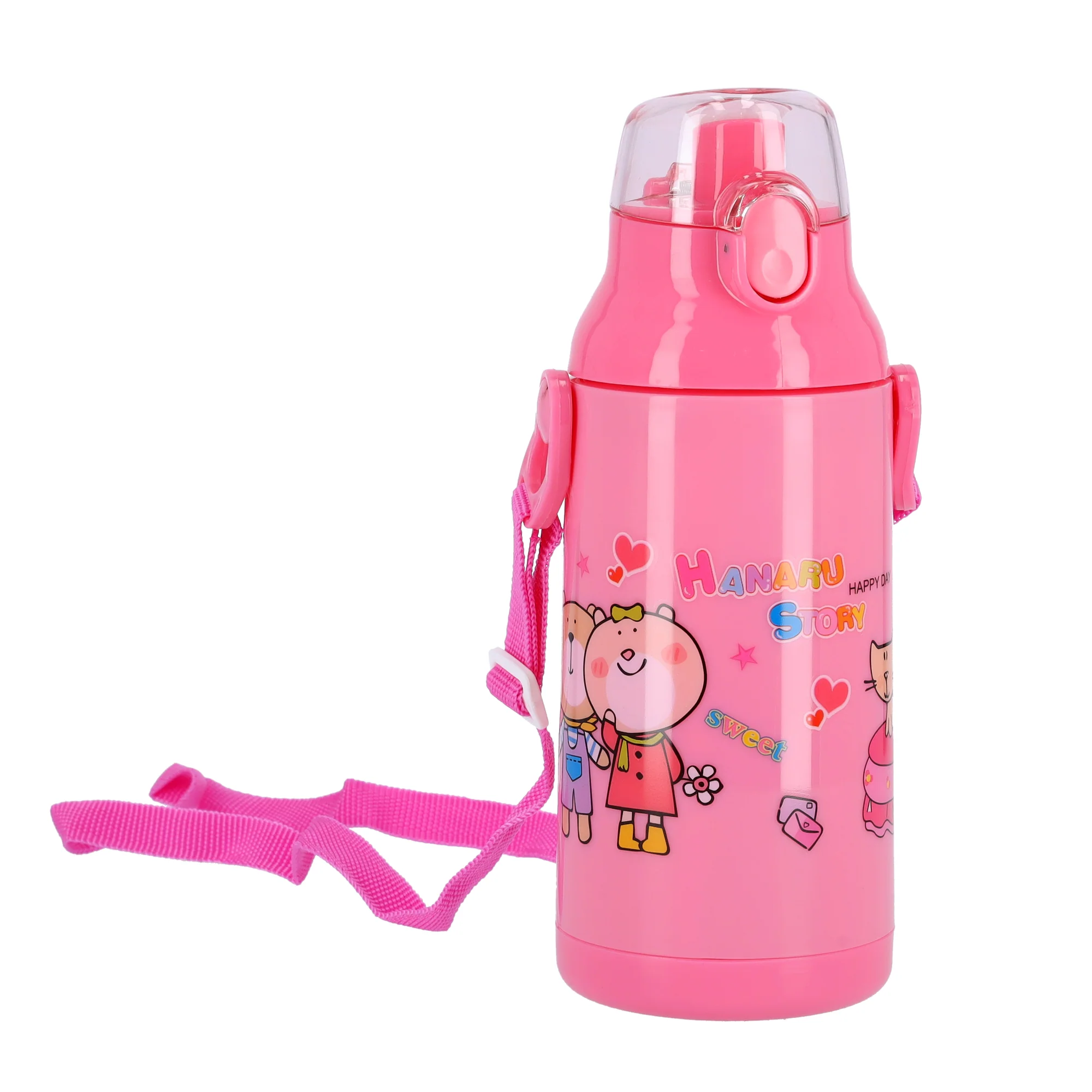 Royalford RF6420RD Kids Water Bottle 350ML with Adjustable Carry Strap | Leakproof Flip Top Lid | BPA Free Plastic School Water Bottle for Kids, Travel & Outdoor Use