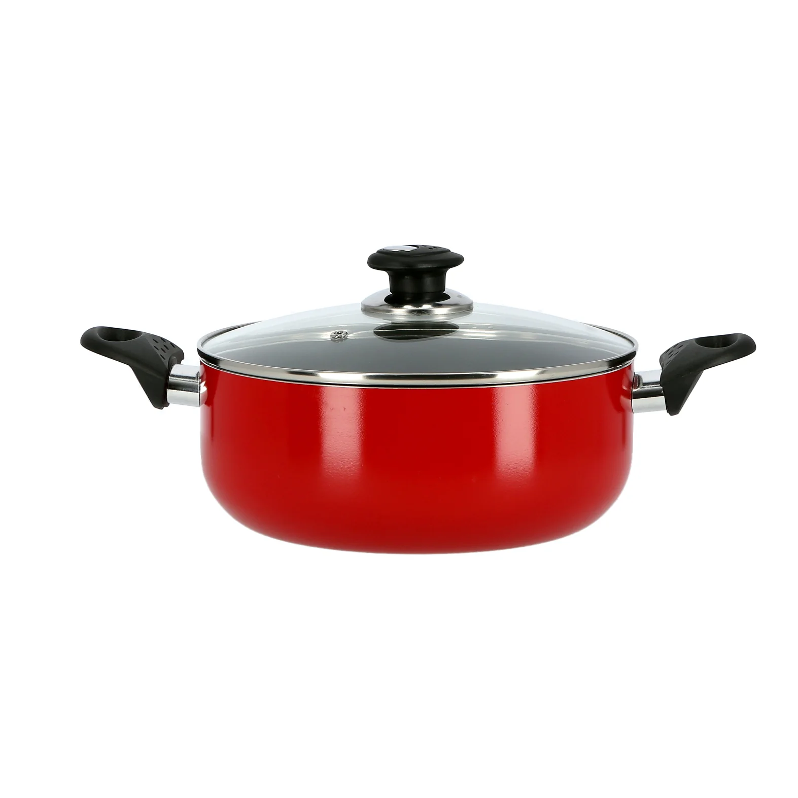 Royalford RF6444 Aluminium Casserole | 32cm Non Stick Cookware | Glass Lid | Heat Resistant Exterior | Heavy Duty Handles | Even Heating | Perfect For Daily Cooking