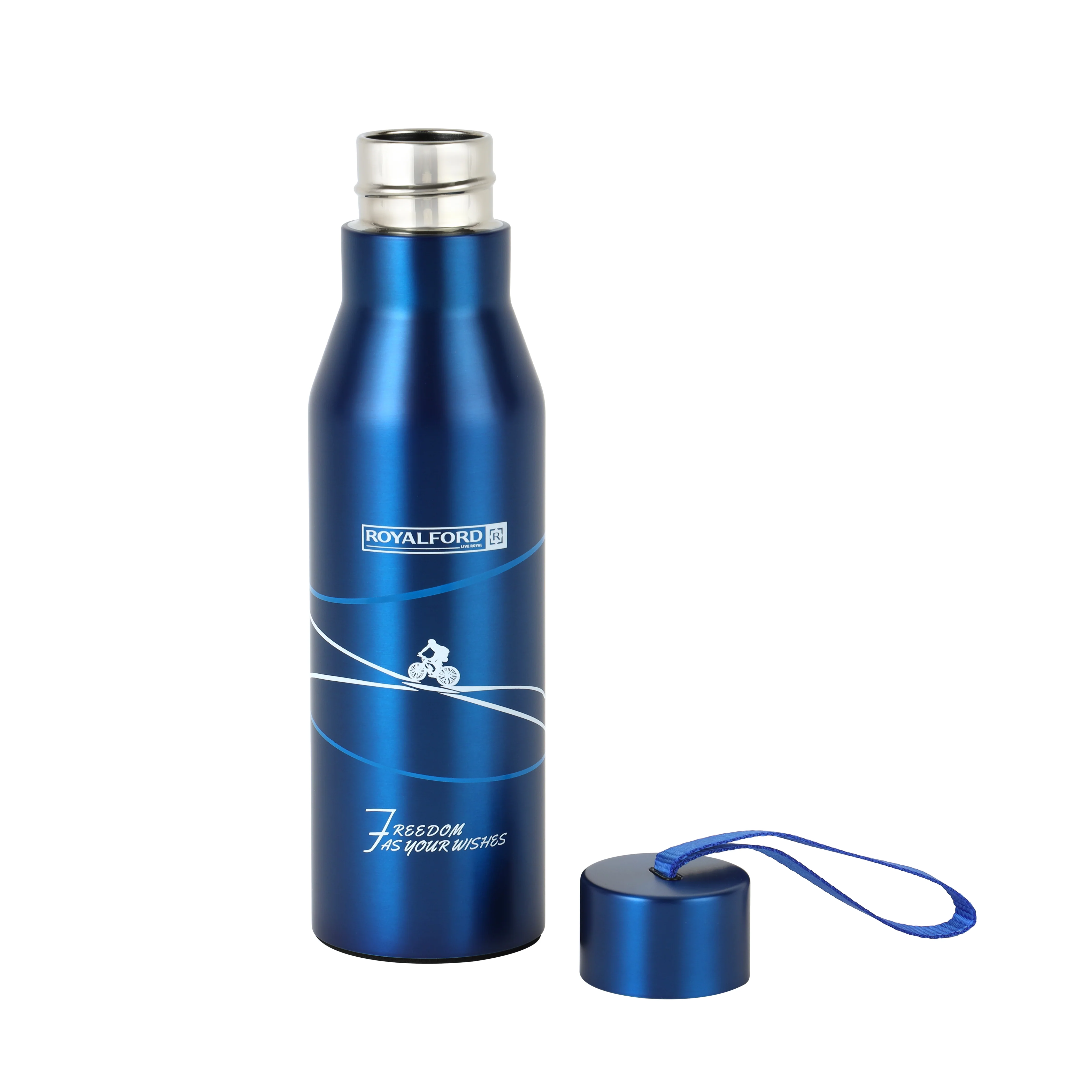 Royalford RF6605 Stainless Steel Vacuum Bottle 450ml | Double Wall Insulated Hot & Cold Flask | 304 Steel Inner|Leak Resistant Lid & Carry Strap|Durable & Rust-Resistant - Image 2