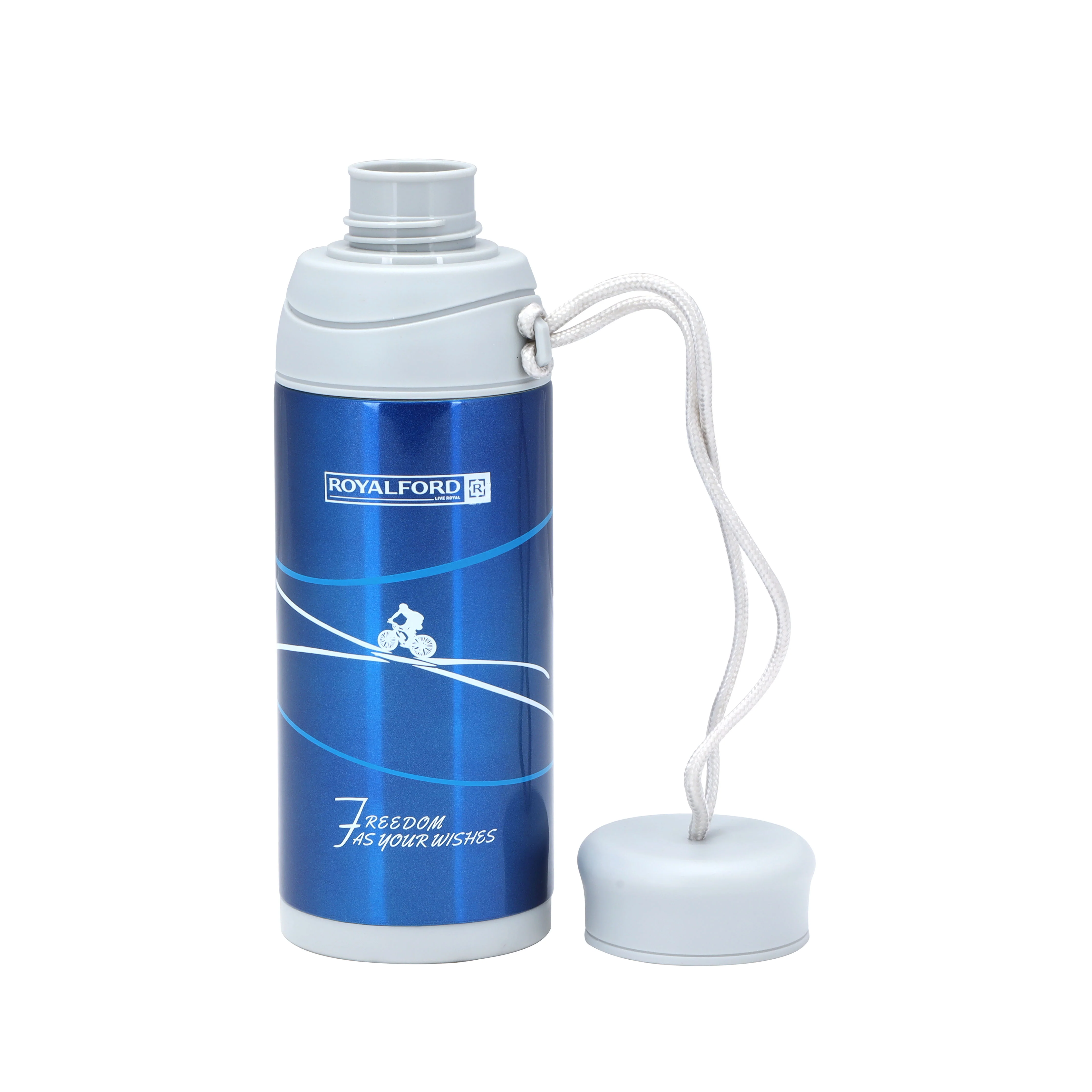 Royalford RF6607 320ml Stainless Steel Vacuum Bottle | 304 Inner| Double Wall Insulated Hot & Cold Flask | Leak Resistant Travel Bottle with Strap for Office & School Use - Image 2